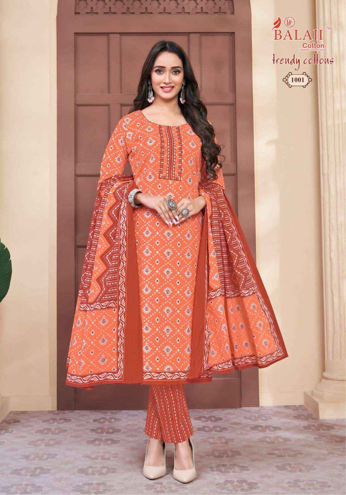 BALAJI COTTON TRENDY COTTONS VOL 1 DRESS MATERIAL ( 12 PCS CATALOG )