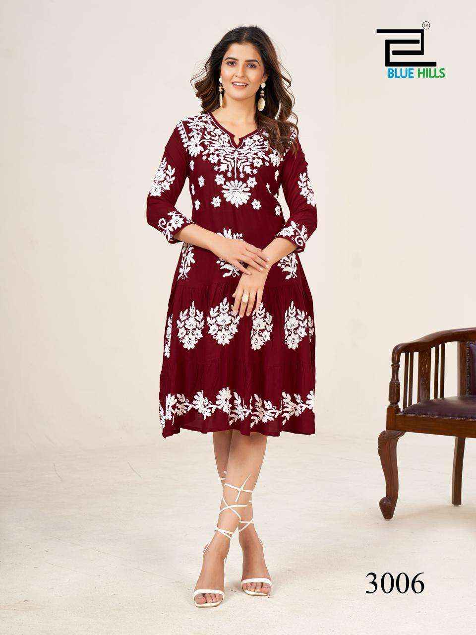 BLUE HILLS KIARA VOL 3 LUCKNOWI KURTI ( 6 PCS CATALOG )