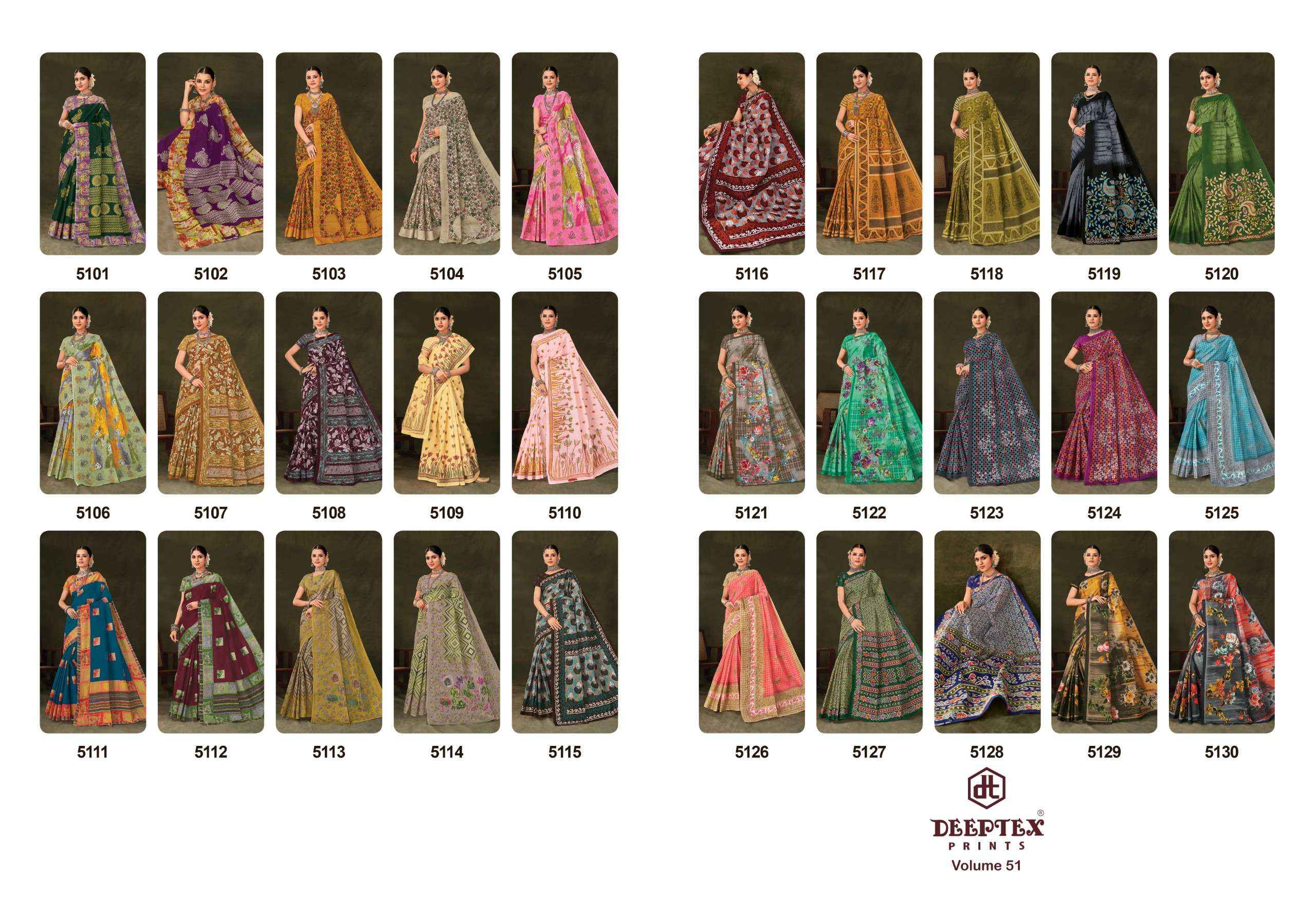 DEEPTEX PRINTS MOTHER INDIA VOL 51 SAREES ( 30 PCS CATALOG )