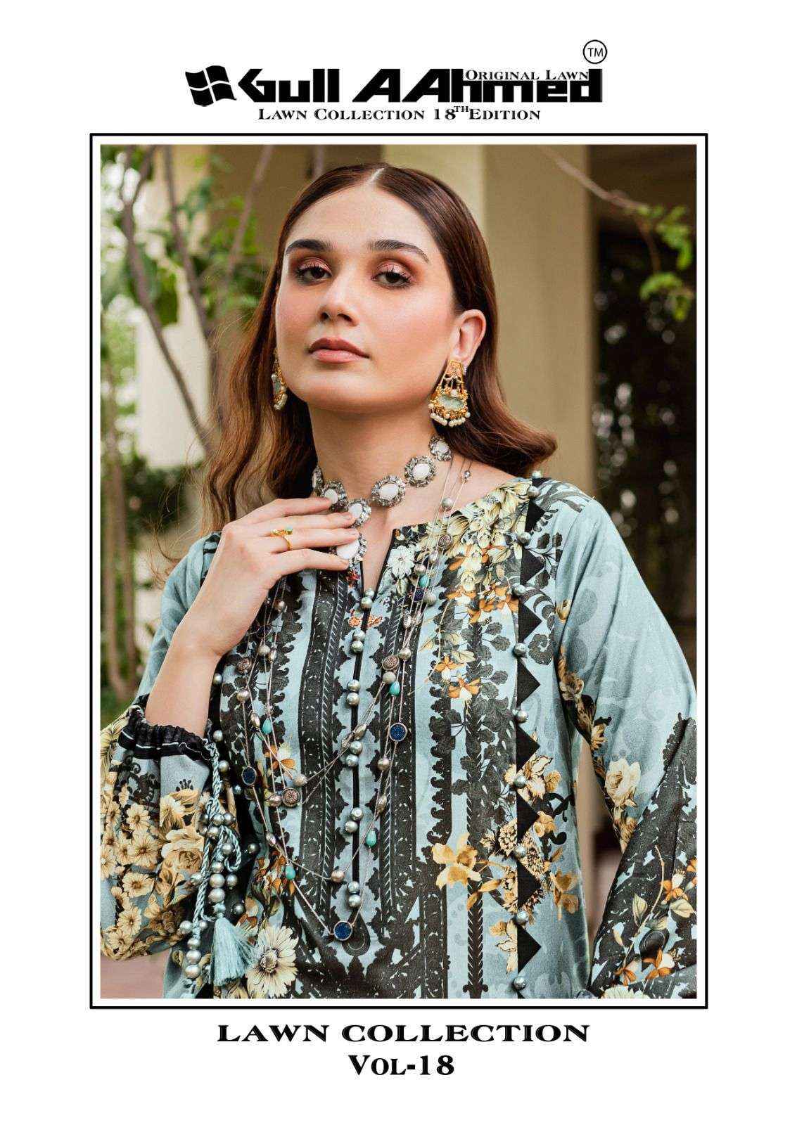 GULL AAHMED LAWN COLLECTION VOL 18 PAKISTANI DRESS MATERIAL ( 6 PCS CATALOG )