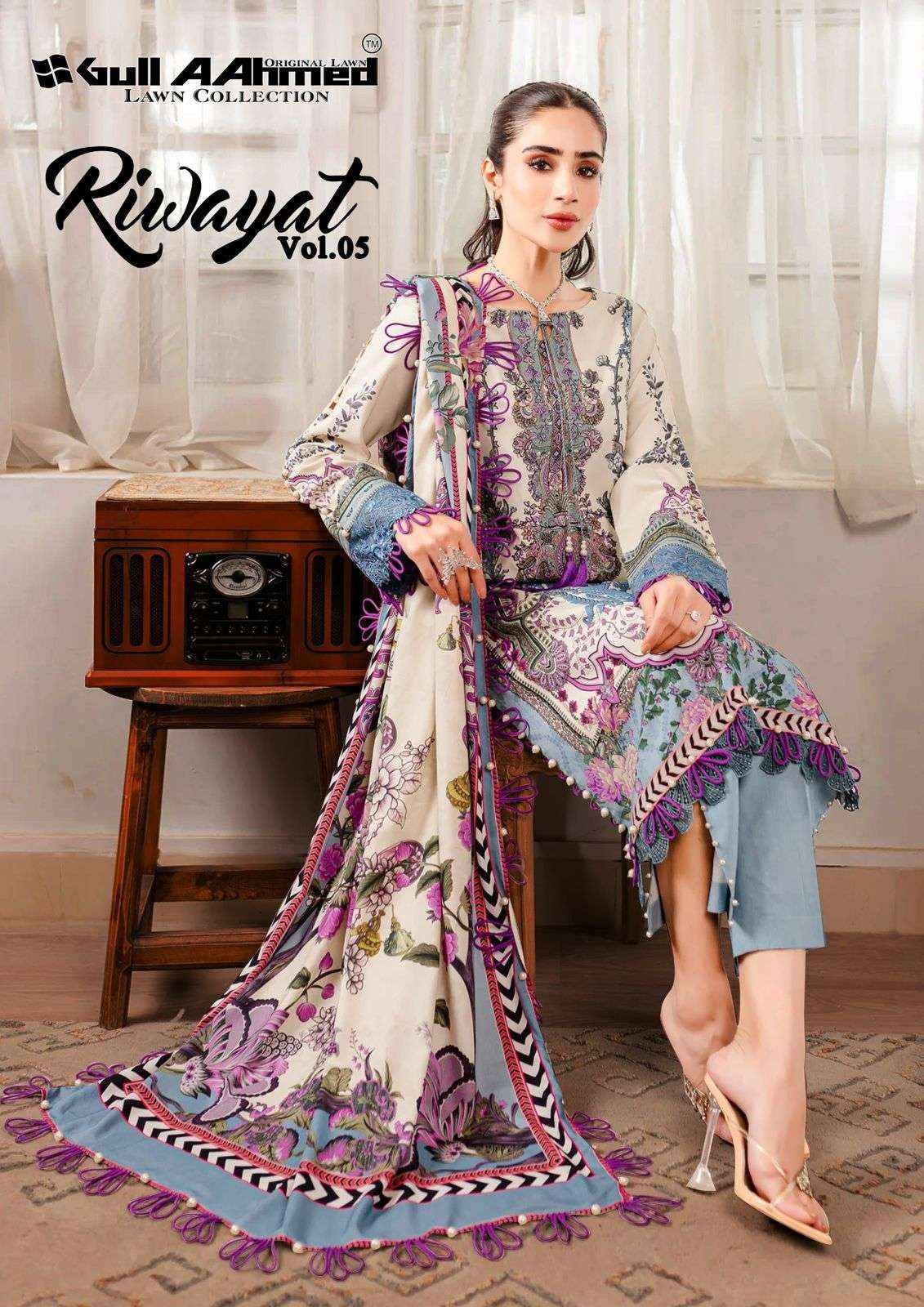 GULL AAHMED RIWAYAT VOL-5 LAWN COTTON SUIT ( 6 PCS CATALOG )