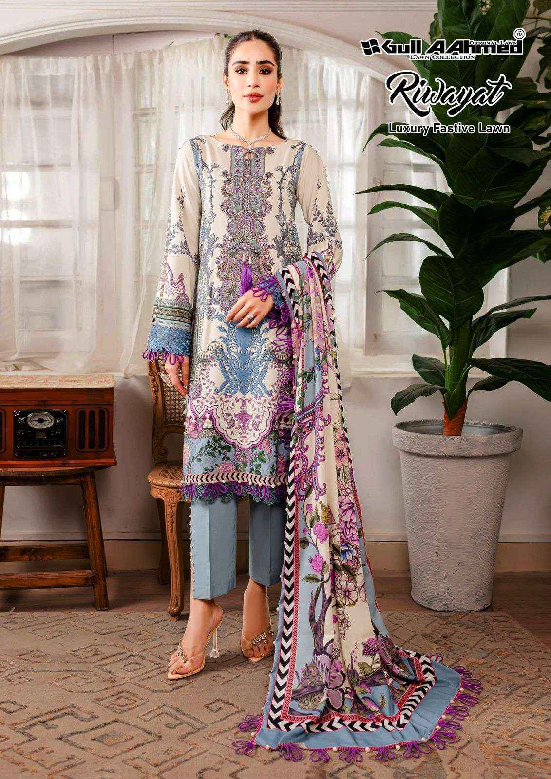 GULL AAHMED RIWAYAT VOL-5 LAWN COTTON SUIT ( 6 PCS CATALOG )