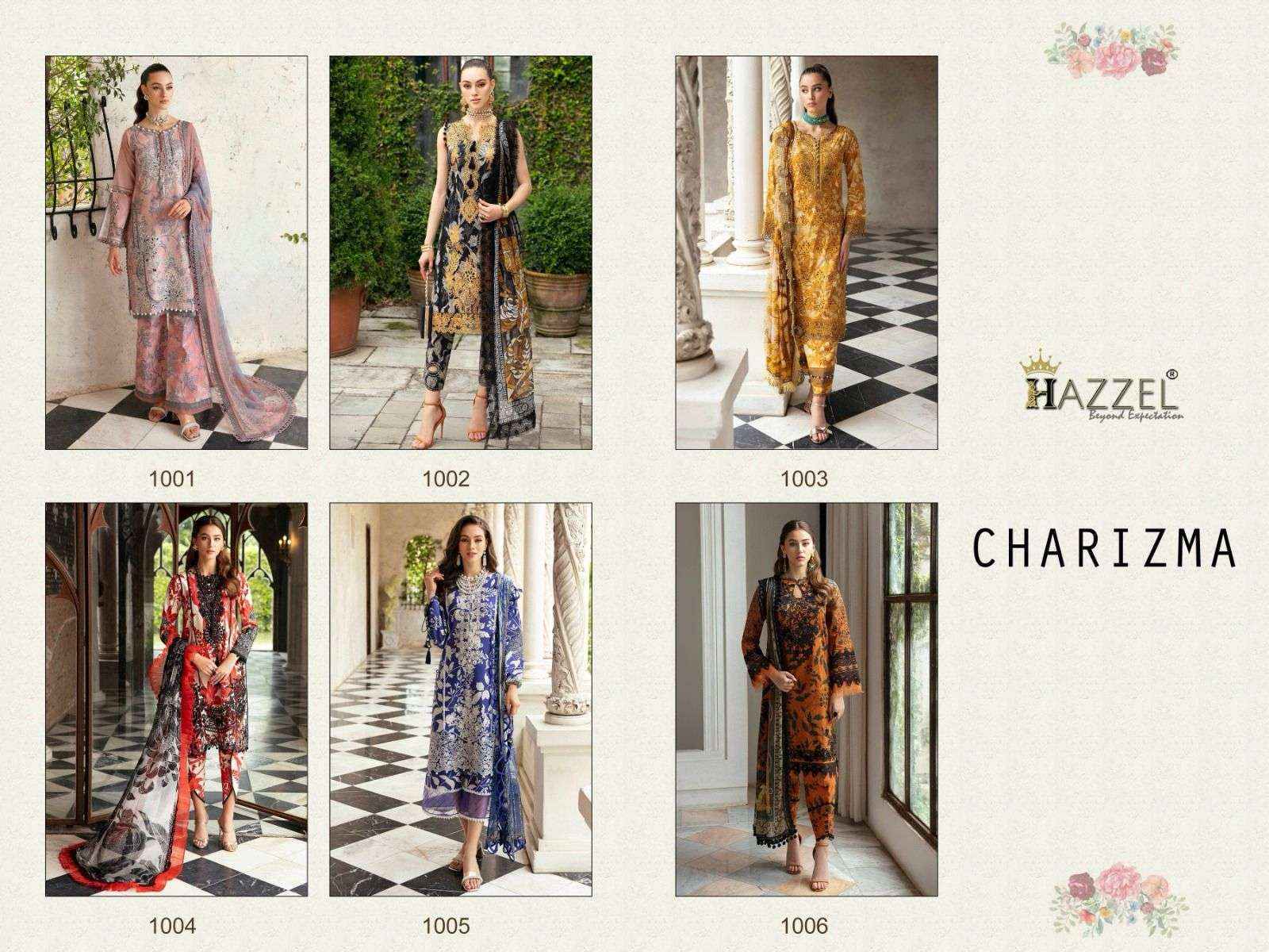 HAZZEL CHARIZMA LUXURY LAWN COLLECTION DRESS MATERIAL ( 6 PCS CATALOG )