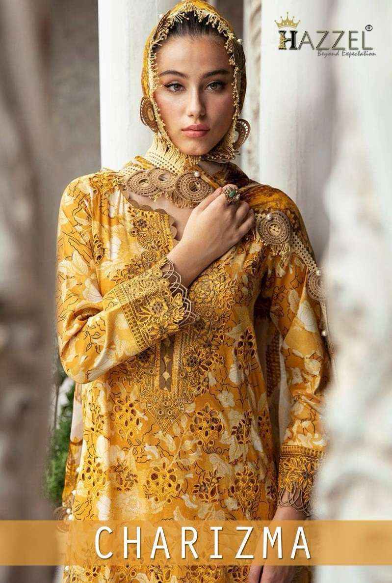 HAZZEL CHARIZMA LUXURY LAWN COLLECTION DRESS MATERIAL ( 6 PCS CATALOG )