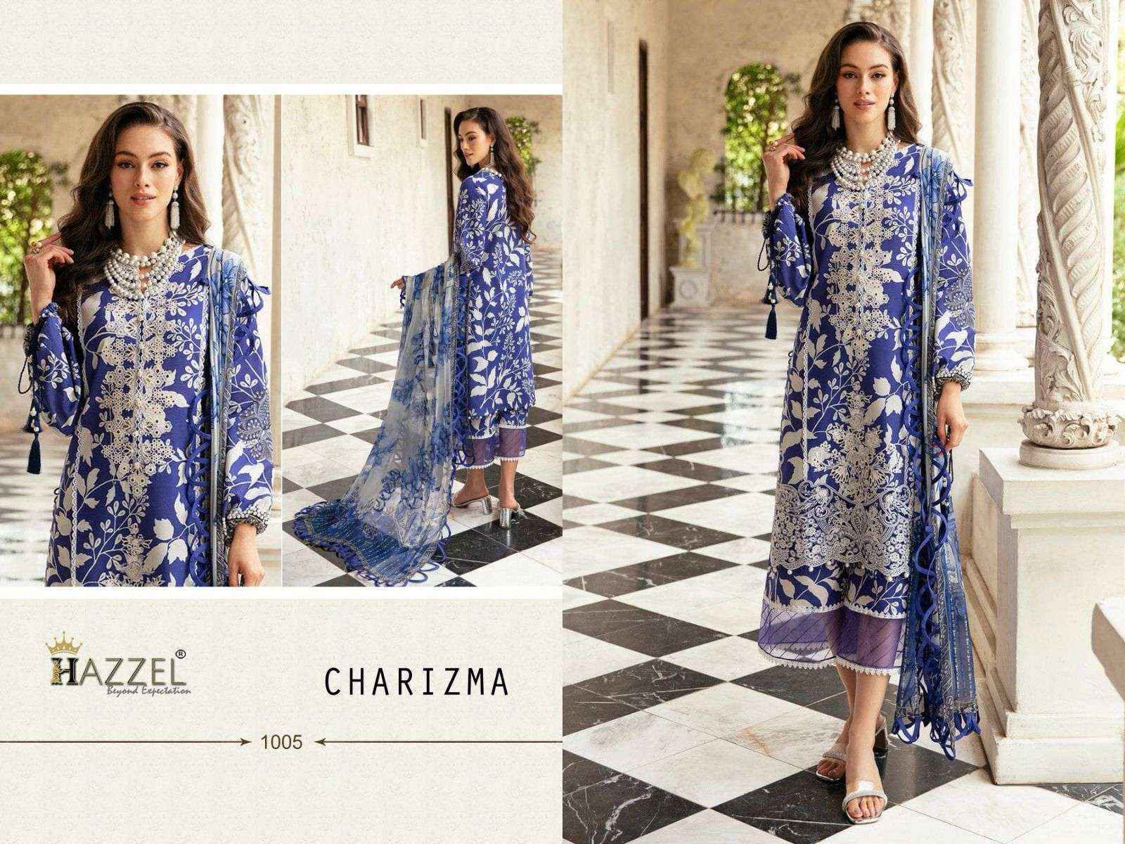 HAZZEL CHARIZMA LUXURY LAWN COLLECTION DRESS MATERIAL ( 6 PCS CATALOG )