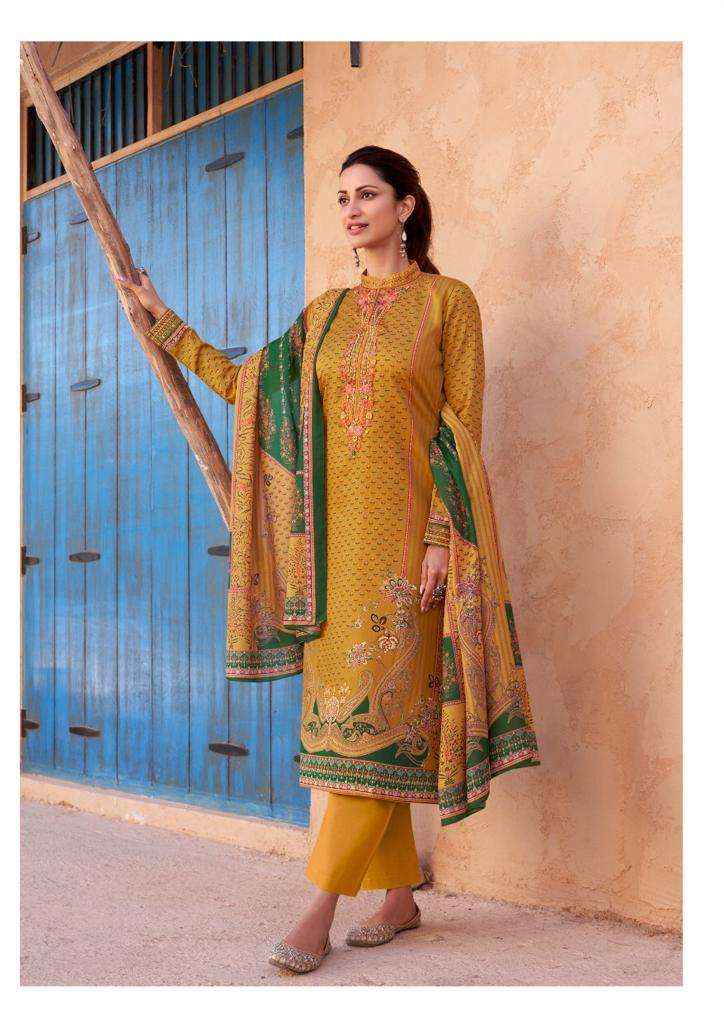 HERMITAGE CLOTHING MEHQADA JAM SATIN DRESS MATERIAL ( 6 PCS CATALOG )