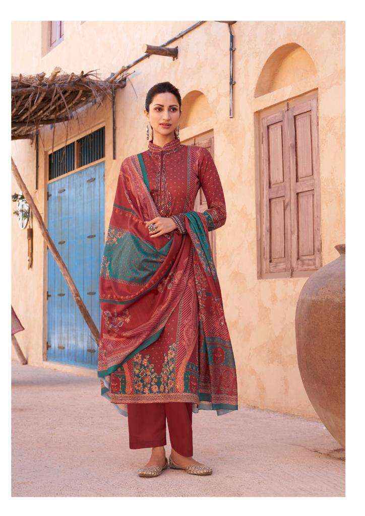 HERMITAGE CLOTHING MEHQADA JAM SATIN DRESS MATERIAL ( 6 PCS CATALOG )