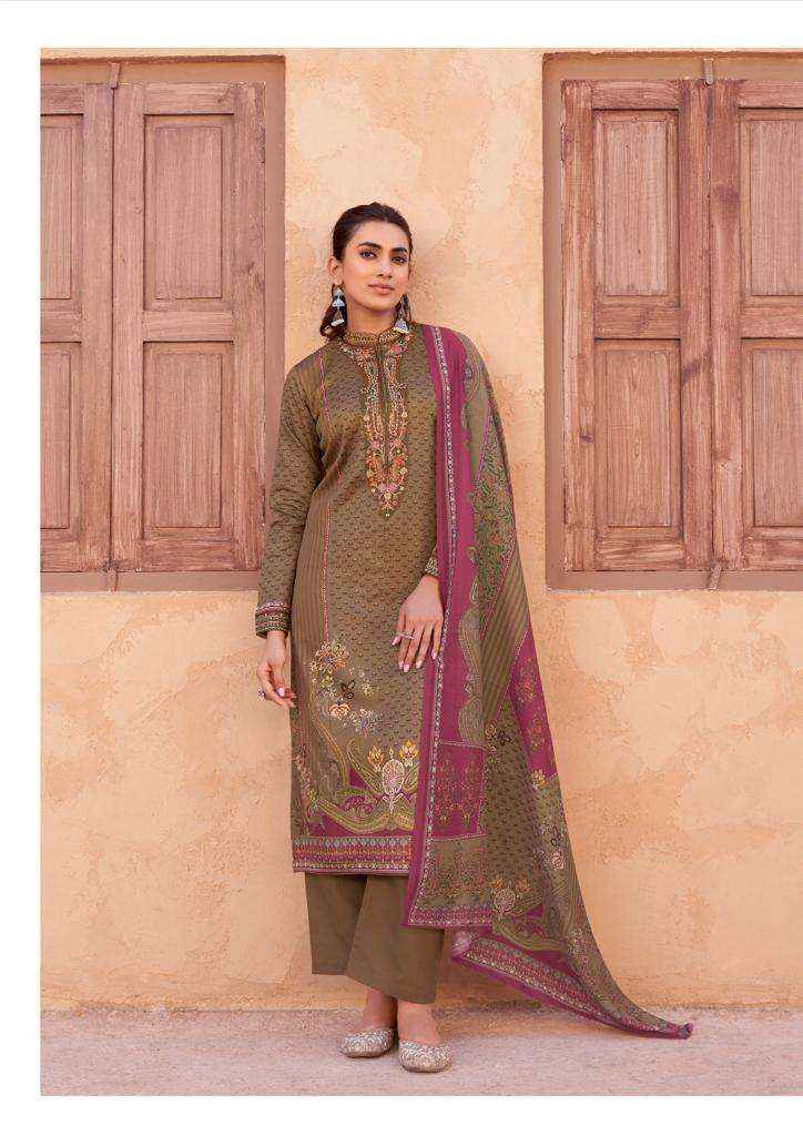 HERMITAGE CLOTHING MEHQADA JAM SATIN DRESS MATERIAL ( 6 PCS CATALOG )