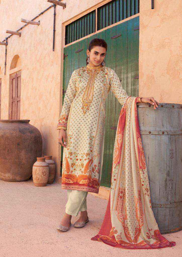 HERMITAGE CLOTHING MEHQADA JAM SATIN DRESS MATERIAL ( 6 PCS CATALOG )
