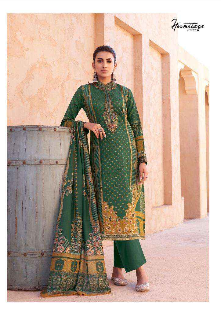 HERMITAGE CLOTHING MEHQADA JAM SATIN DRESS MATERIAL ( 6 PCS CATALOG )