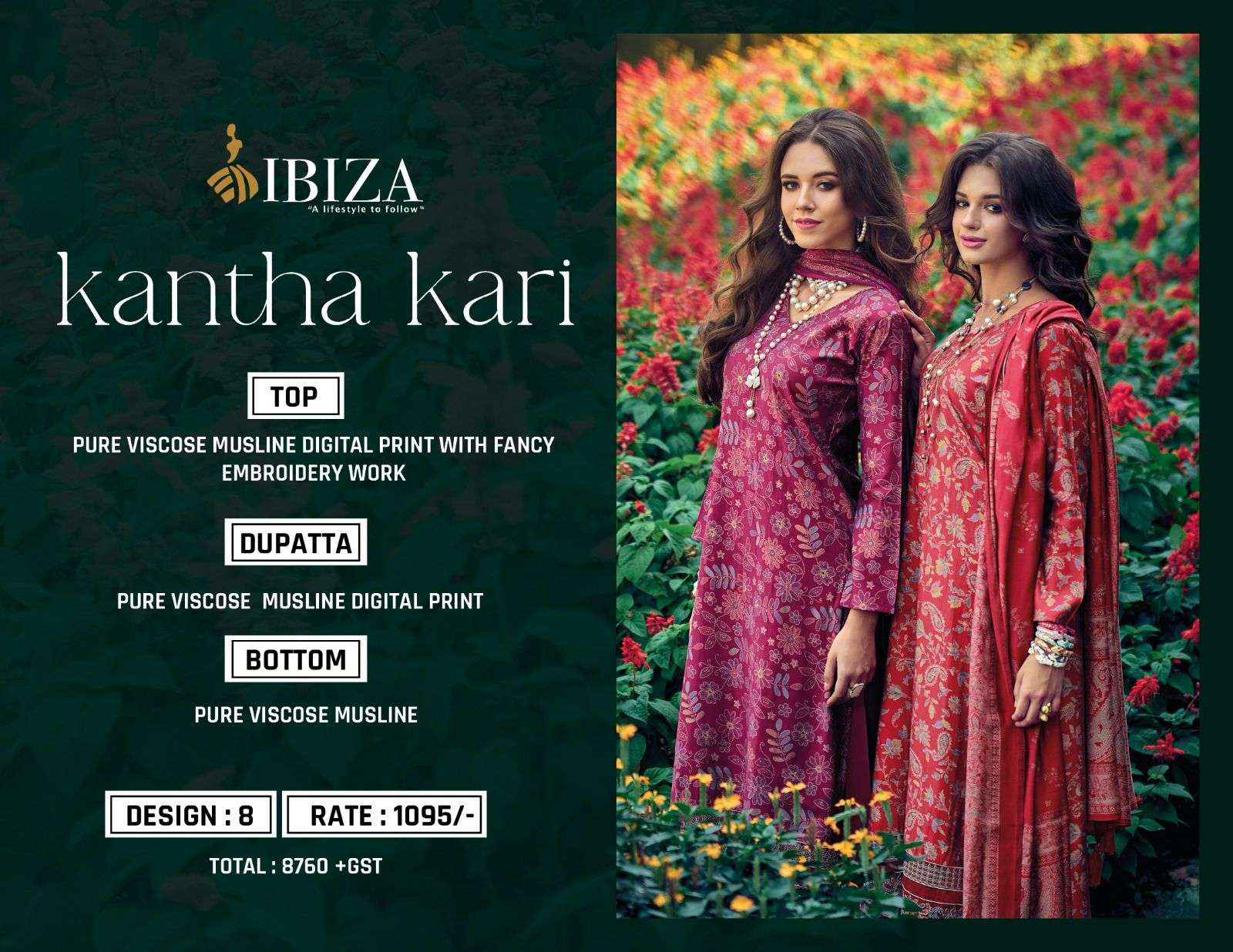 IBIZA KANTHA KARI VISCOSE DESIGNER DRESS MATERIAL ( 8 PCS CATALOG )