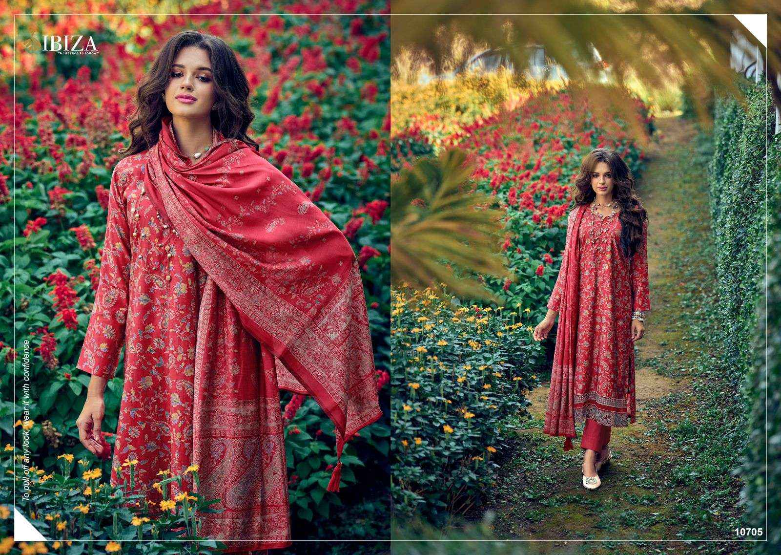 IBIZA KANTHA KARI VISCOSE DESIGNER DRESS MATERIAL ( 8 PCS CATALOG )