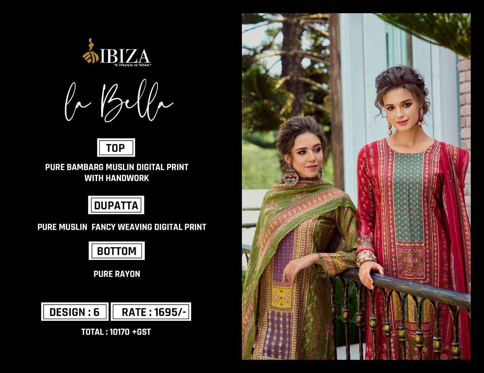 IBIZA LA BELLA MUSLIN SALWAR KAMEEZ ( 6 PCS CATALOG )