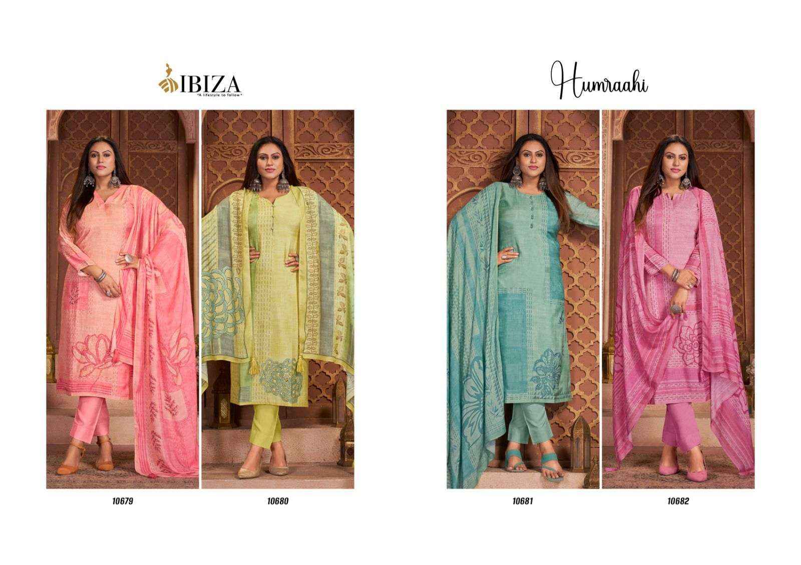 IBIZA LIFESTYLE HUMRAAHI MUSLIN DESIGNER SUITS ( 4 PCS CATALOG )