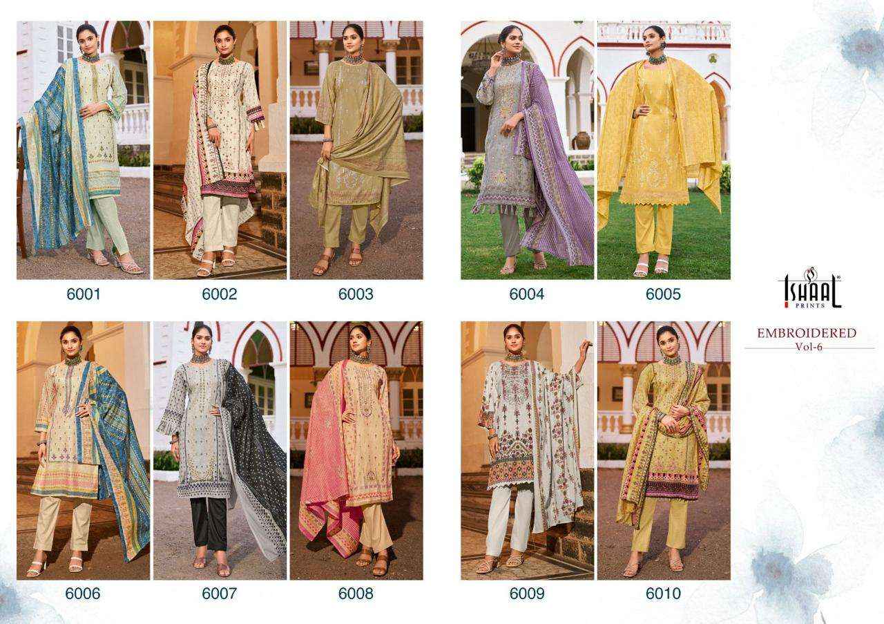 ISHAAL PRINTS EMBROIDERED VOL 6 DRESS MATERIAL ( 10 PCS CATALOG )