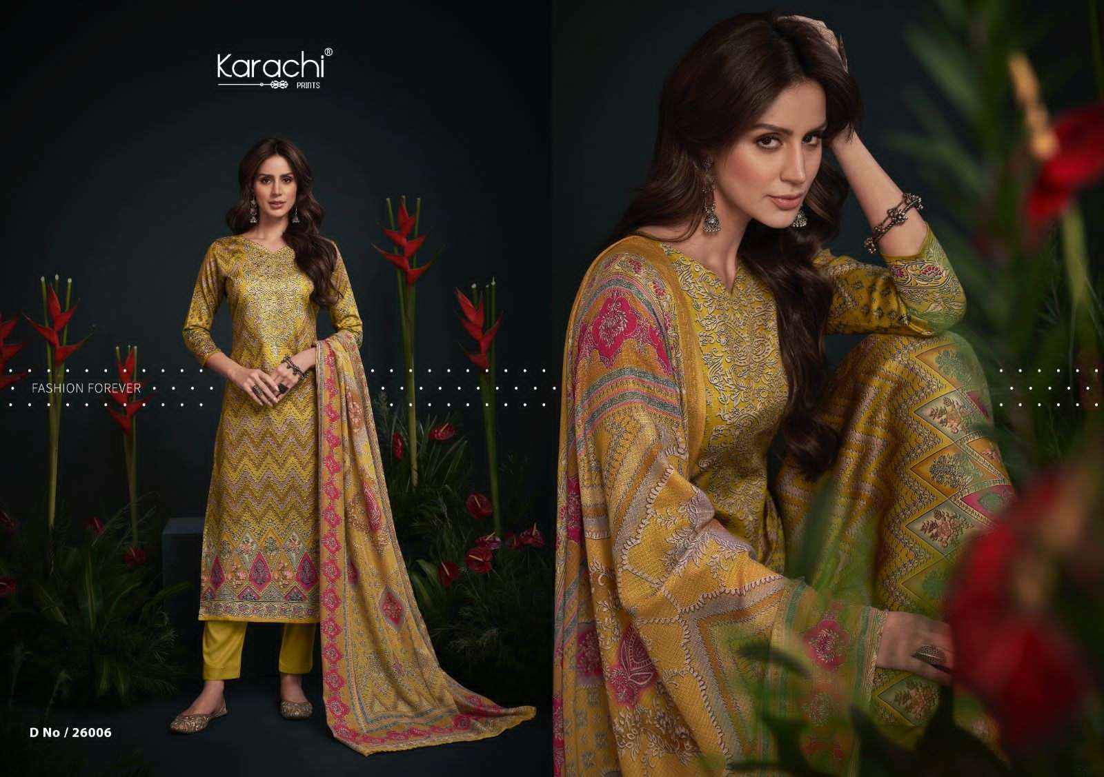 KARACHI PRINTS JHILMIL JAM SATIN DRESS MATERIAL ( 6 PCS CATALOG )