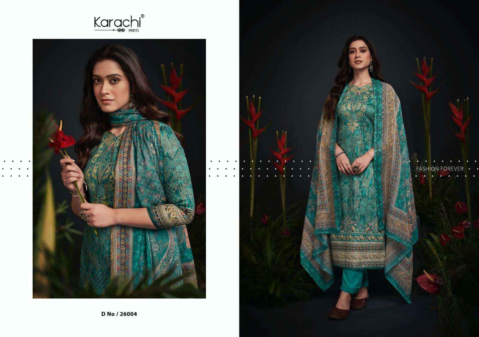 KARACHI PRINTS JHILMIL JAM SATIN DRESS MATERIAL ( 6 PCS CATALOG )