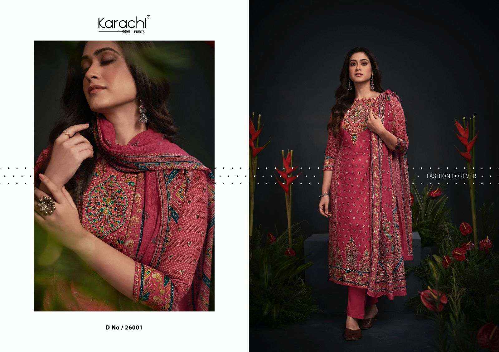 KARACHI PRINTS JHILMIL JAM SATIN DRESS MATERIAL ( 6 PCS CATALOG )