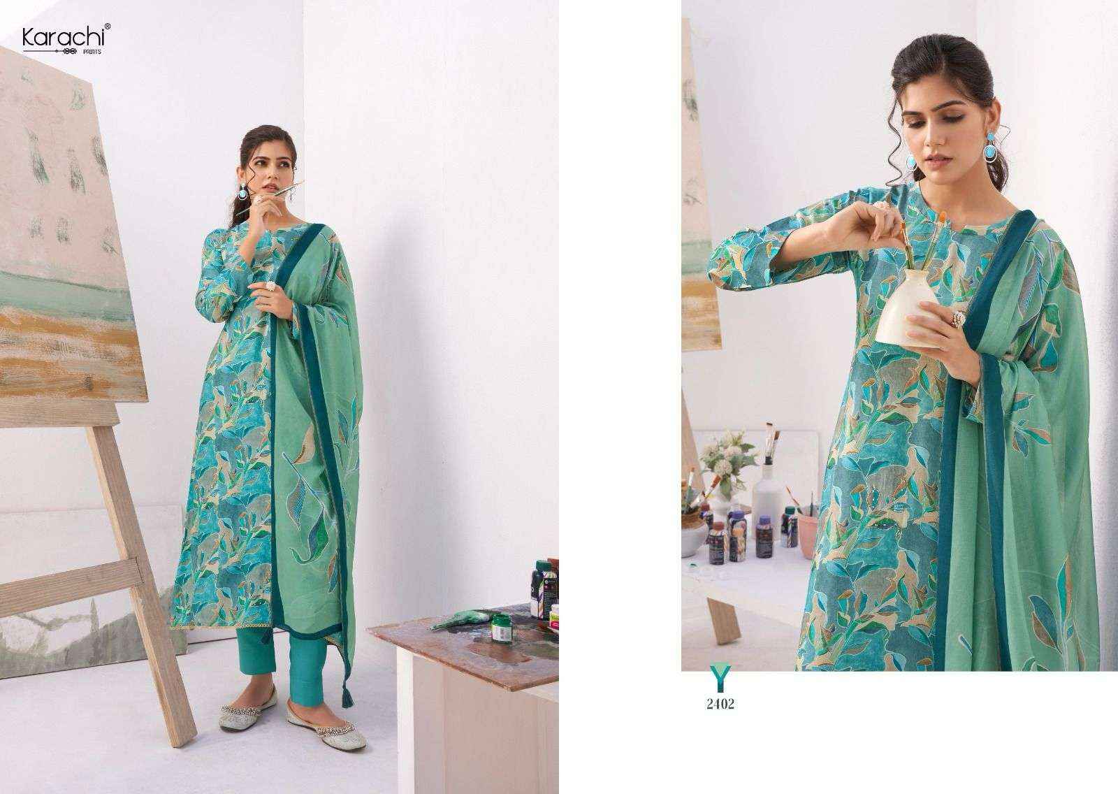 KARACHI PRINTS PAINT BRUSH DRESS MATERIAL ( 4 PCS CATALOG )