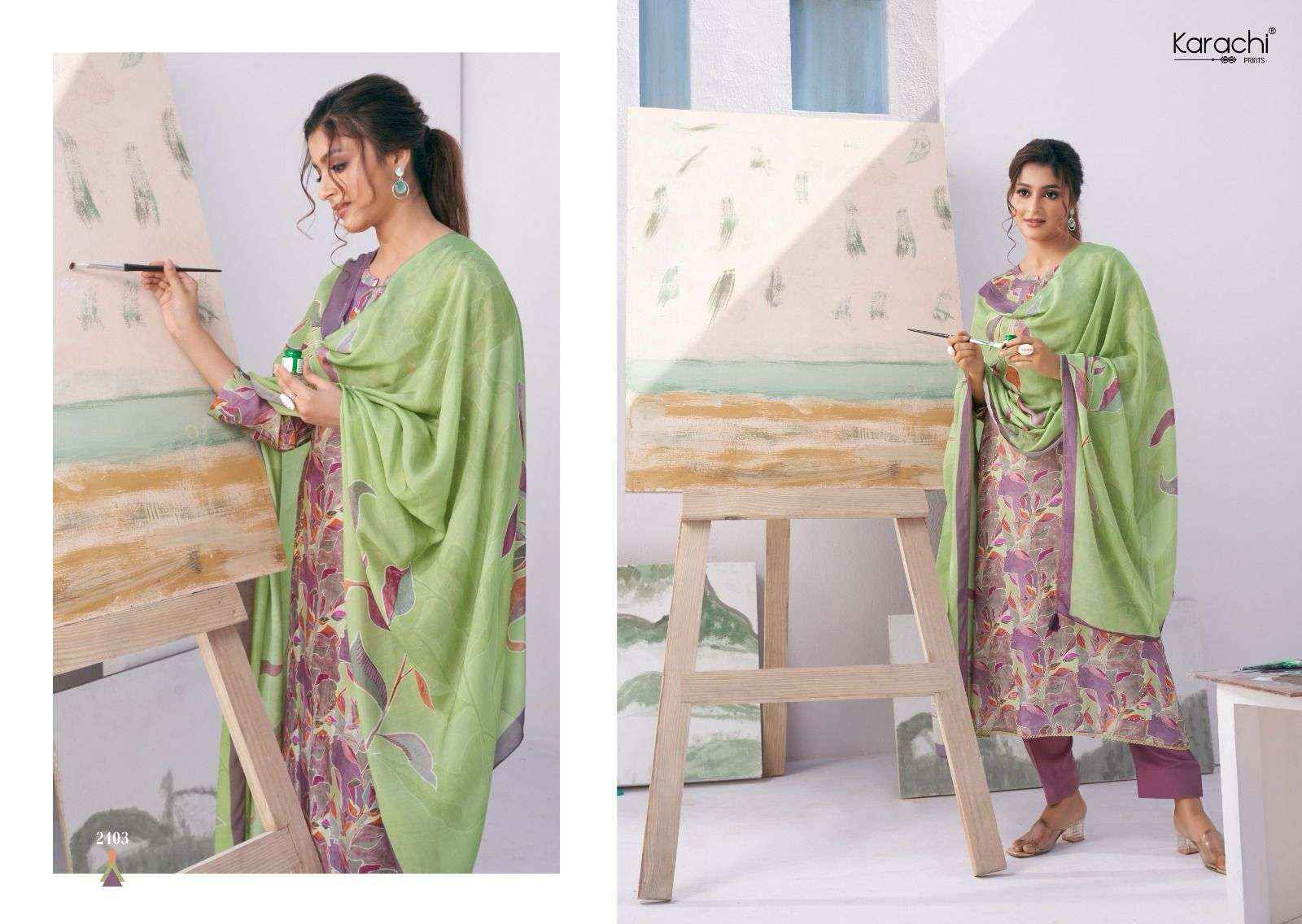 KARACHI PRINTS PAINT BRUSH DRESS MATERIAL ( 4 PCS CATALOG )