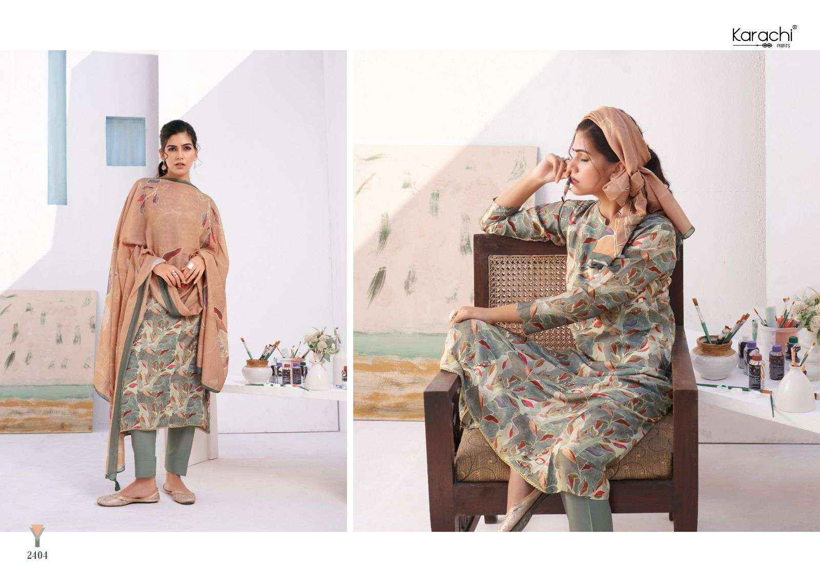 KARACHI PRINTS PAINT BRUSH DRESS MATERIAL ( 4 PCS CATALOG )