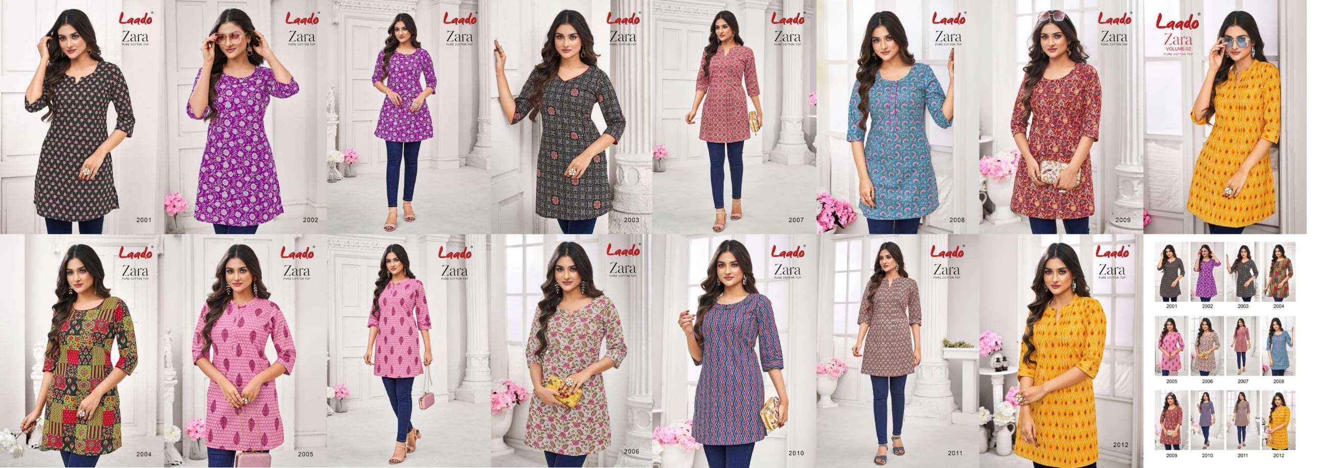 LAADO ZARA VOL 2 COTTON SHORT KURTIS