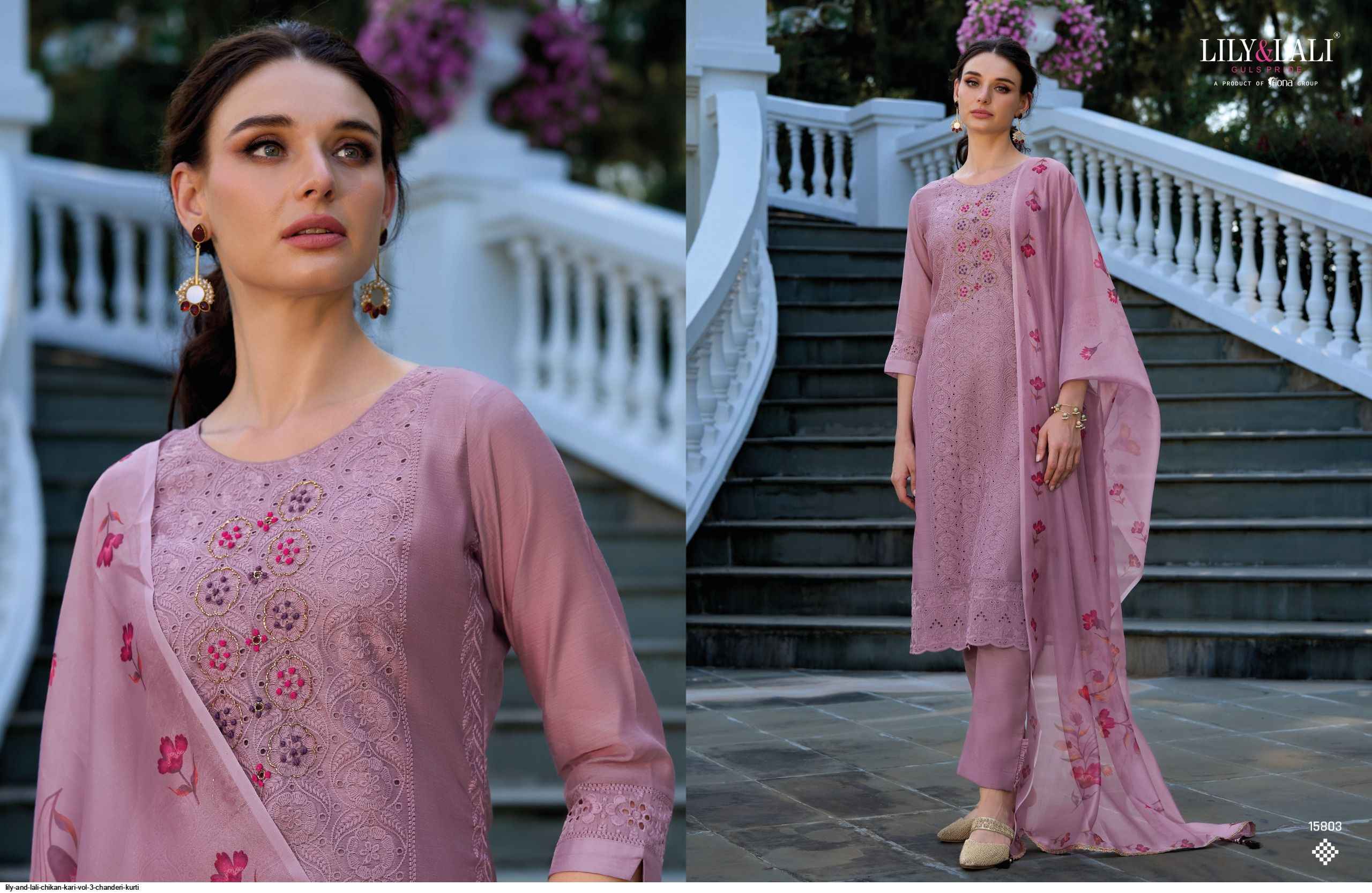 LILY AND LALI CHIKAN KARI VOL 3 CHANDERI READYMADE SUITS ( 6 pcs catalog )