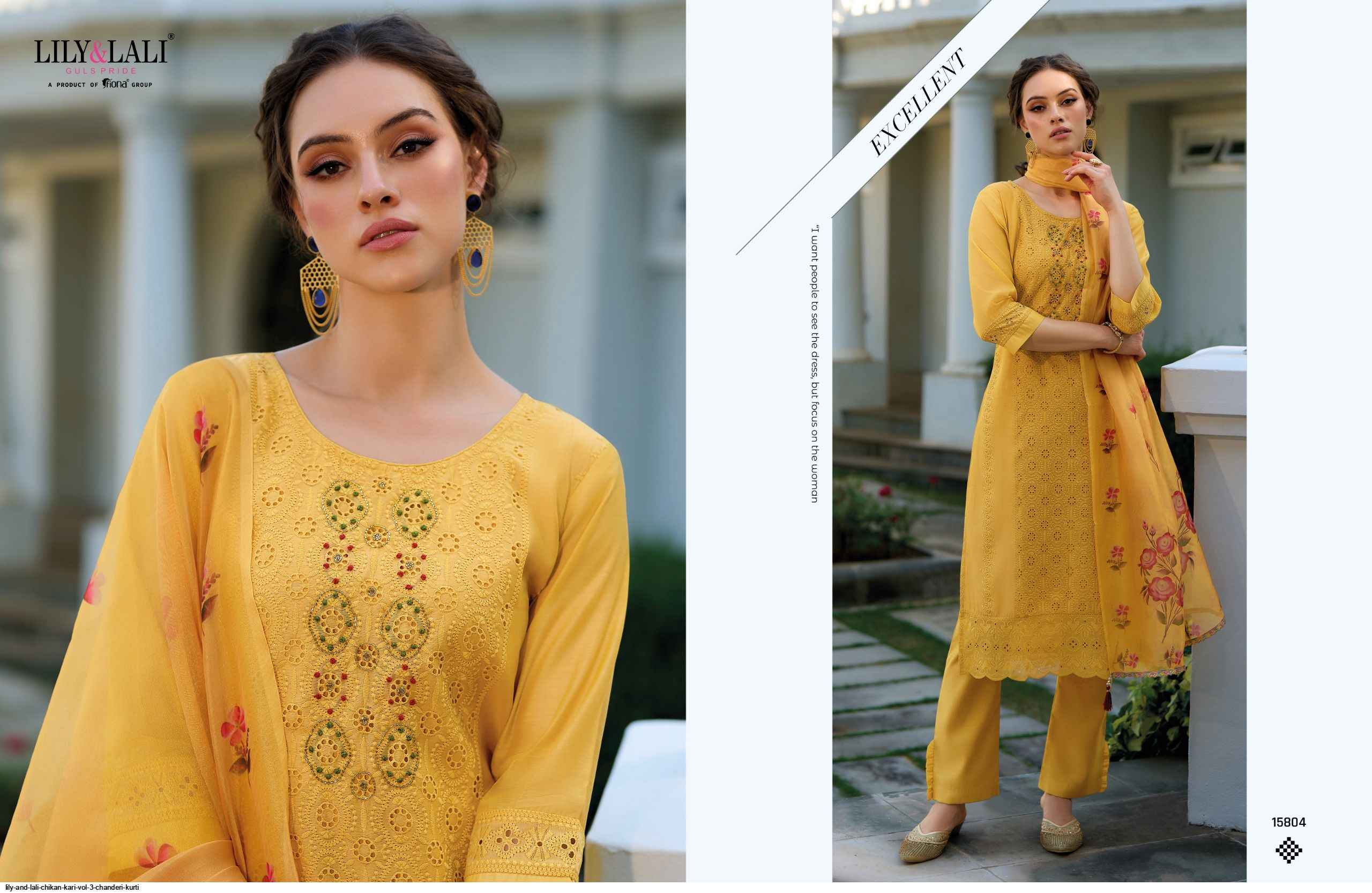 LILY AND LALI CHIKAN KARI VOL 3 CHANDERI READYMADE SUITS ( 6 pcs catalog )