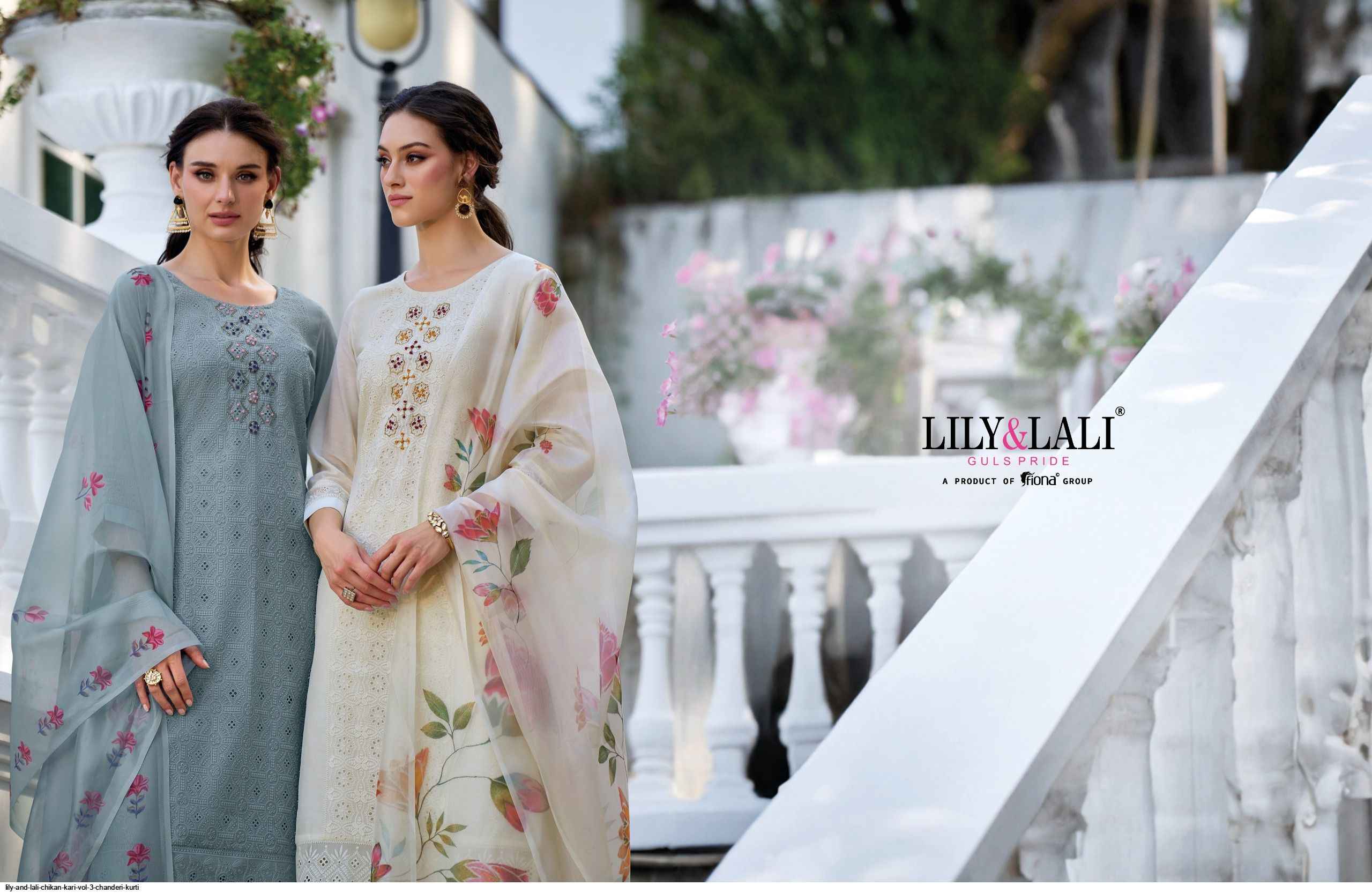 LILY AND LALI CHIKAN KARI VOL 3 CHANDERI READYMADE SUITS ( 6 pcs catalog )