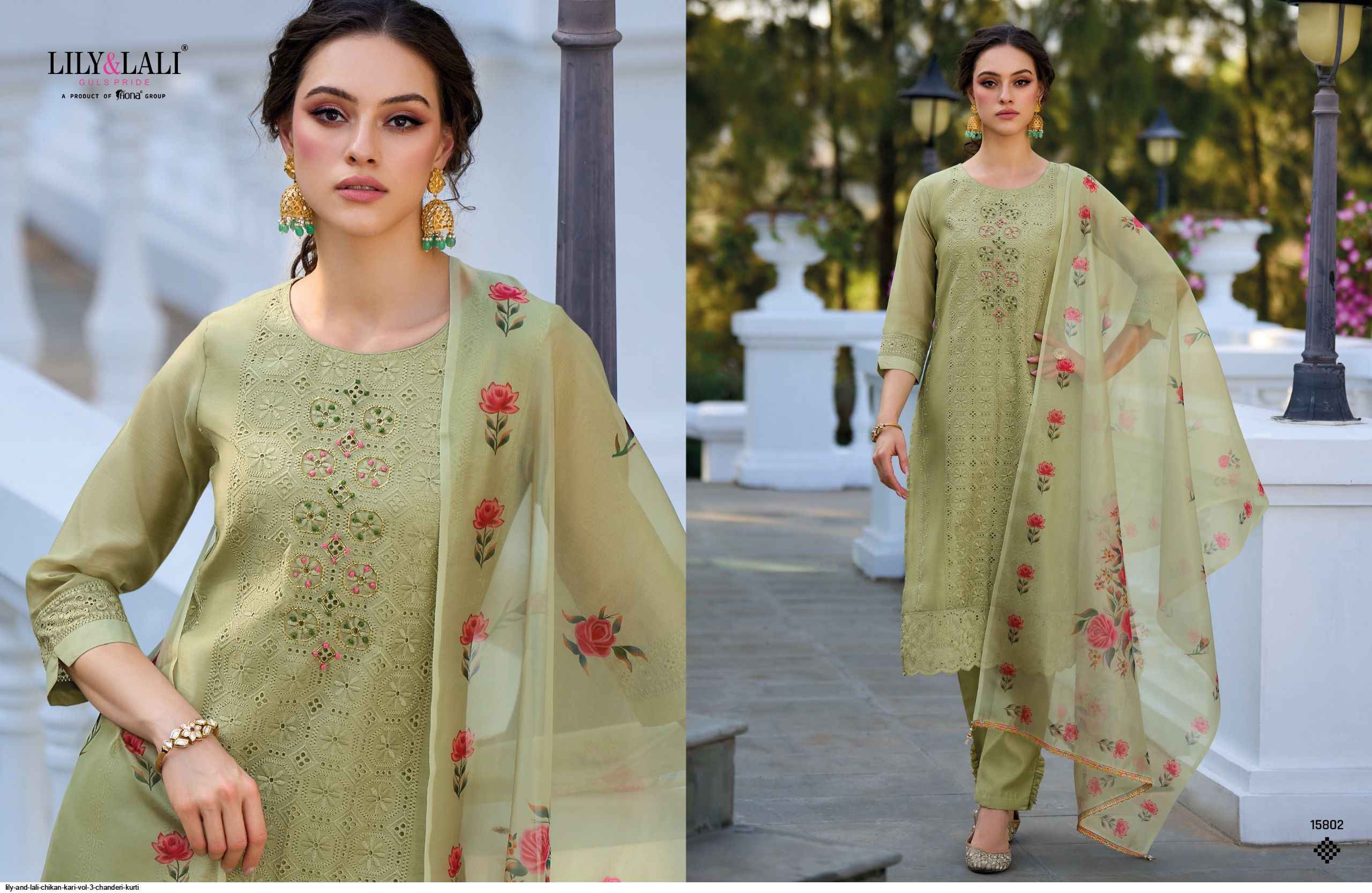 LILY AND LALI CHIKAN KARI VOL 3 CHANDERI READYMADE SUITS ( 6 pcs catalog )