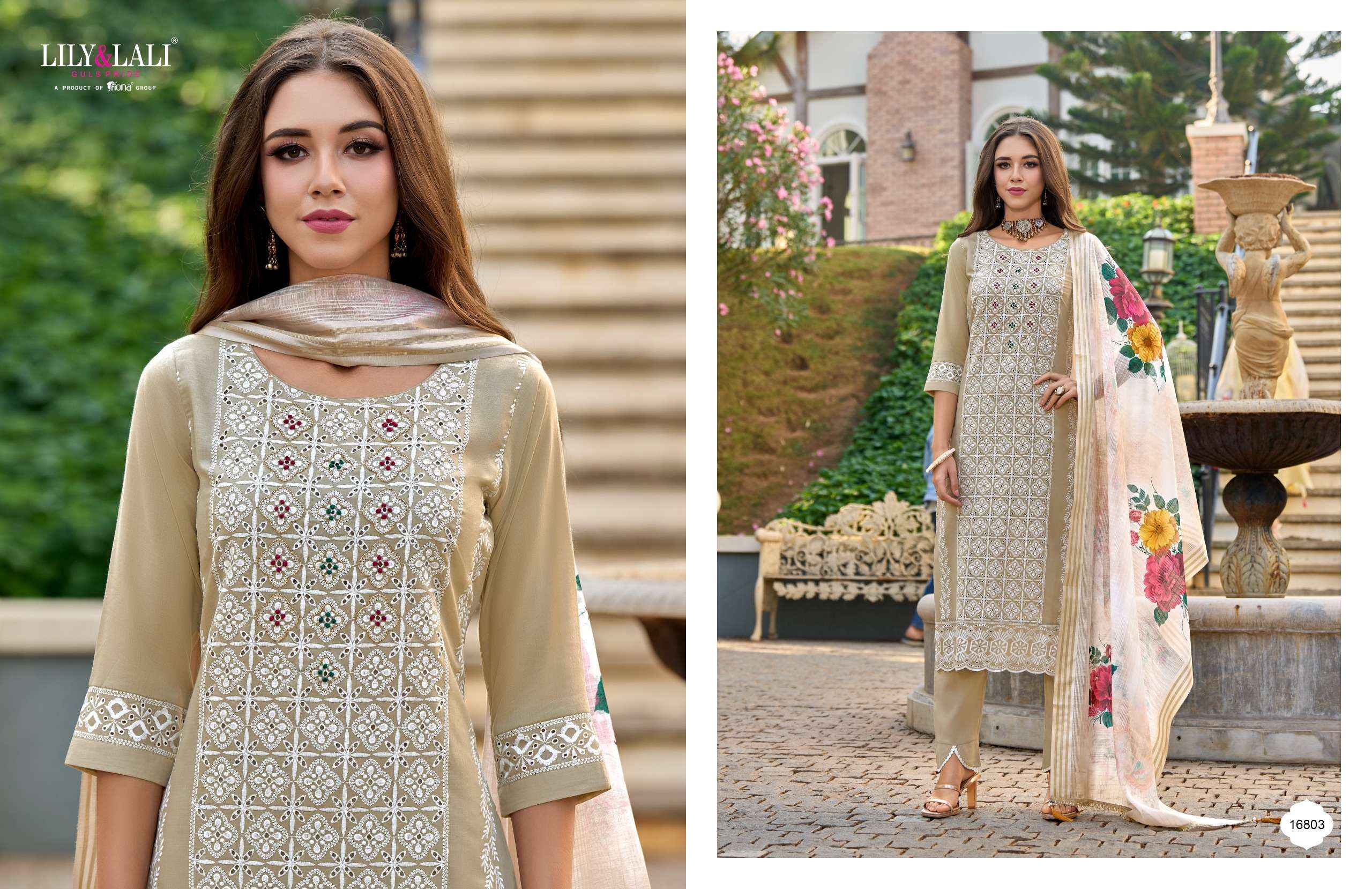 LILY AND LALI COTTON CARNIVAL SCHIFFLI DESIGNER SUITS ( 6 PCS CATALOG )