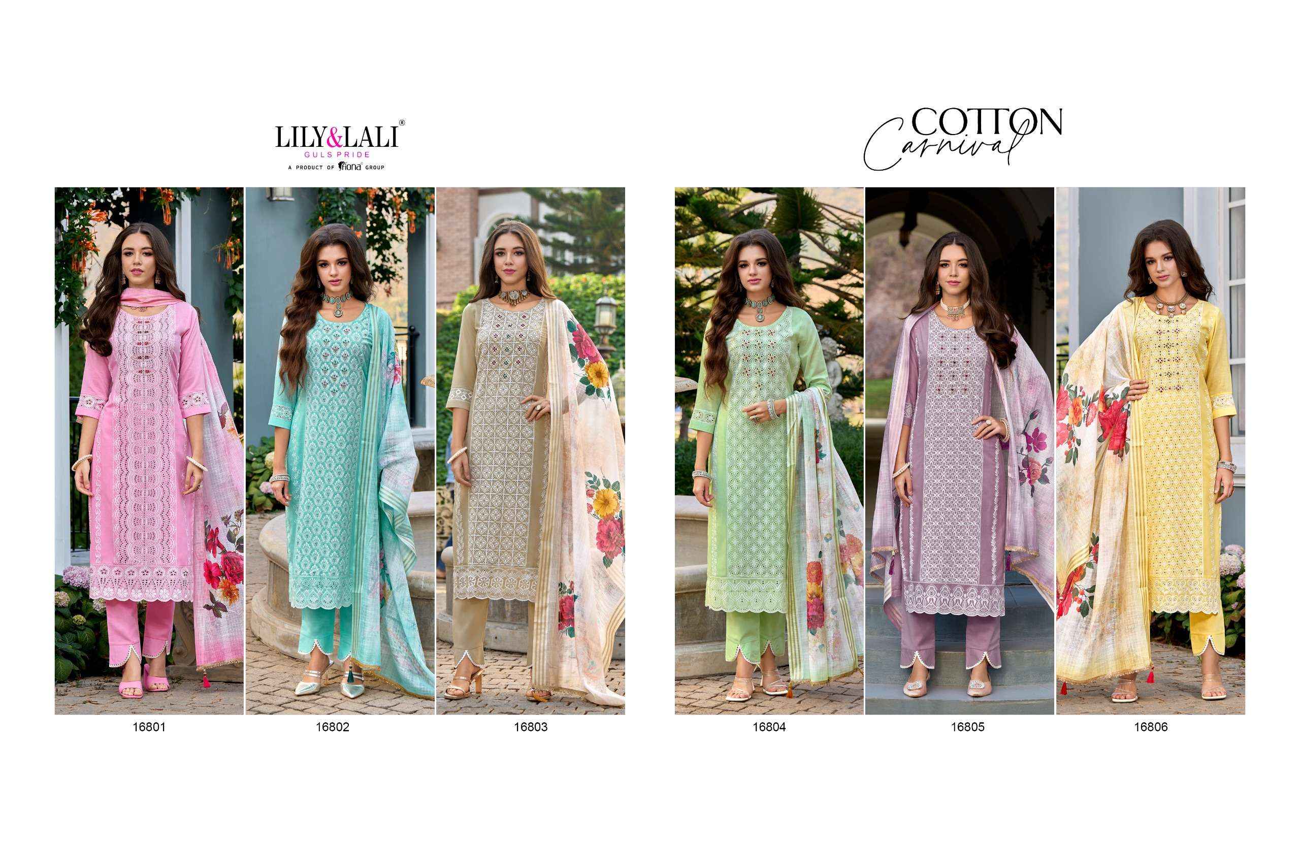 LILY AND LALI COTTON CARNIVAL SCHIFFLI DESIGNER SUITS ( 6 PCS CATALOG )