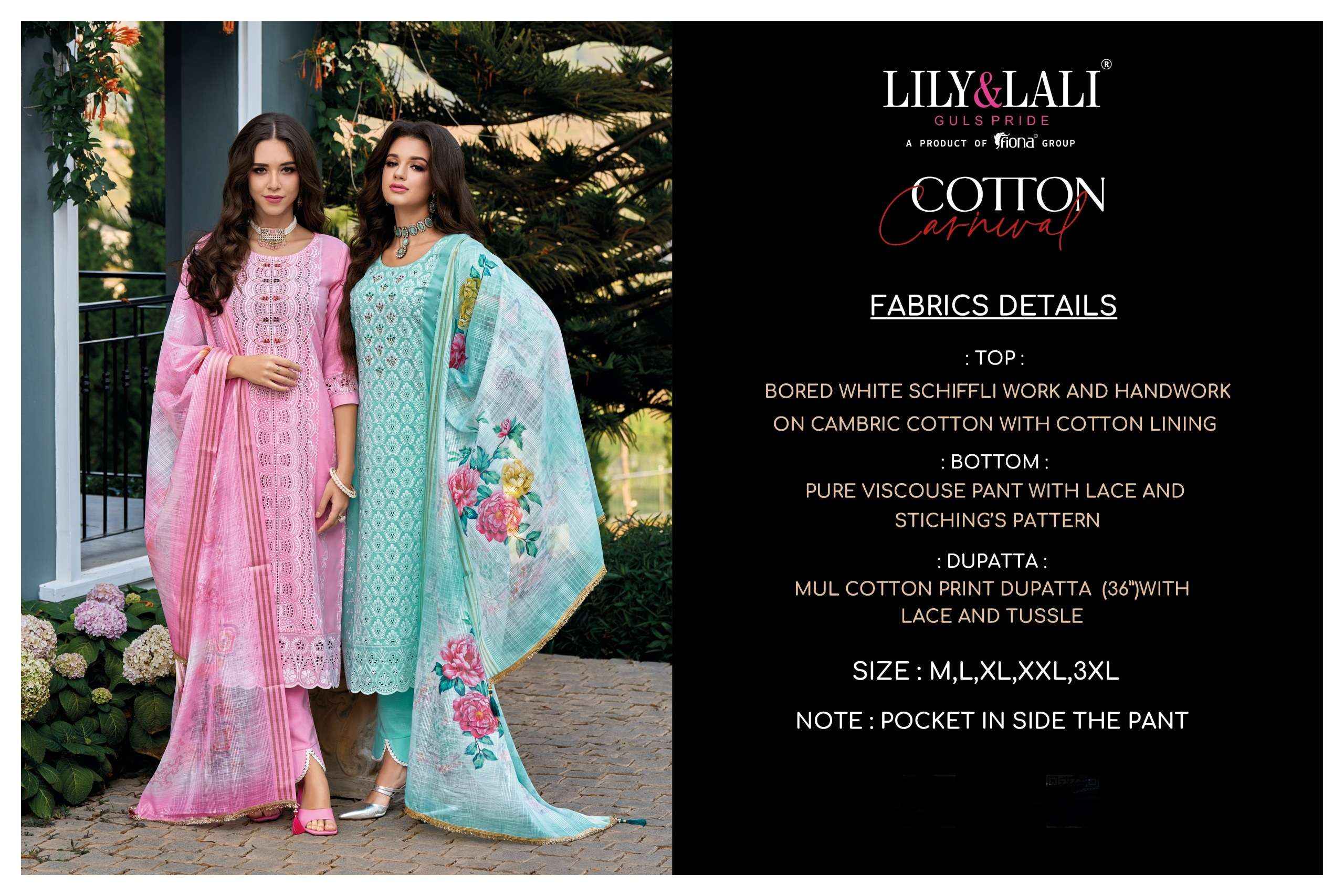 LILY AND LALI COTTON CARNIVAL SCHIFFLI DESIGNER SUITS ( 6 PCS CATALOG )