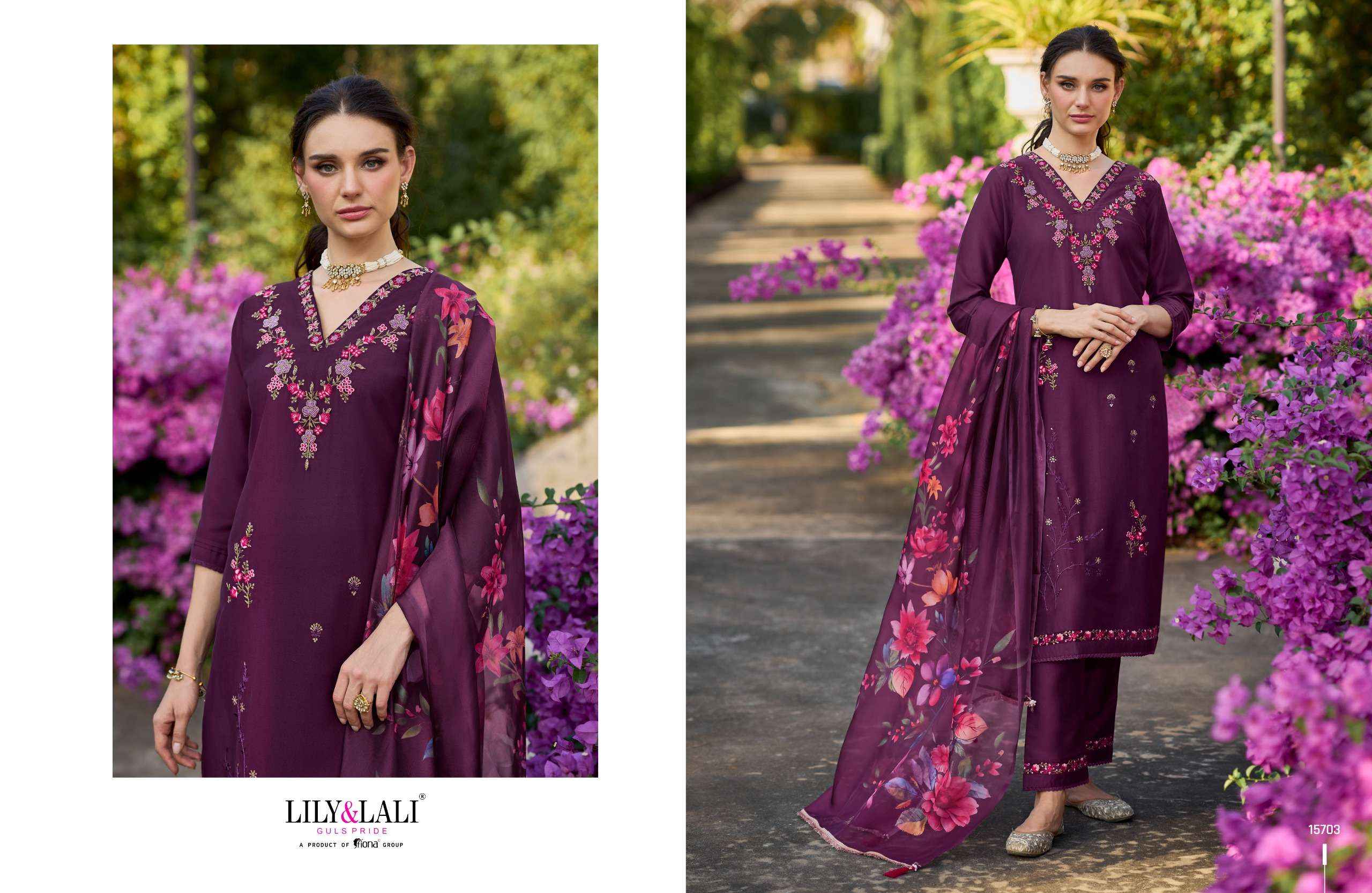 LILY AND LALI FALAK DESIGNER PARTY WEAR READYMADE SUITS ( 6 PCS CATALOG )