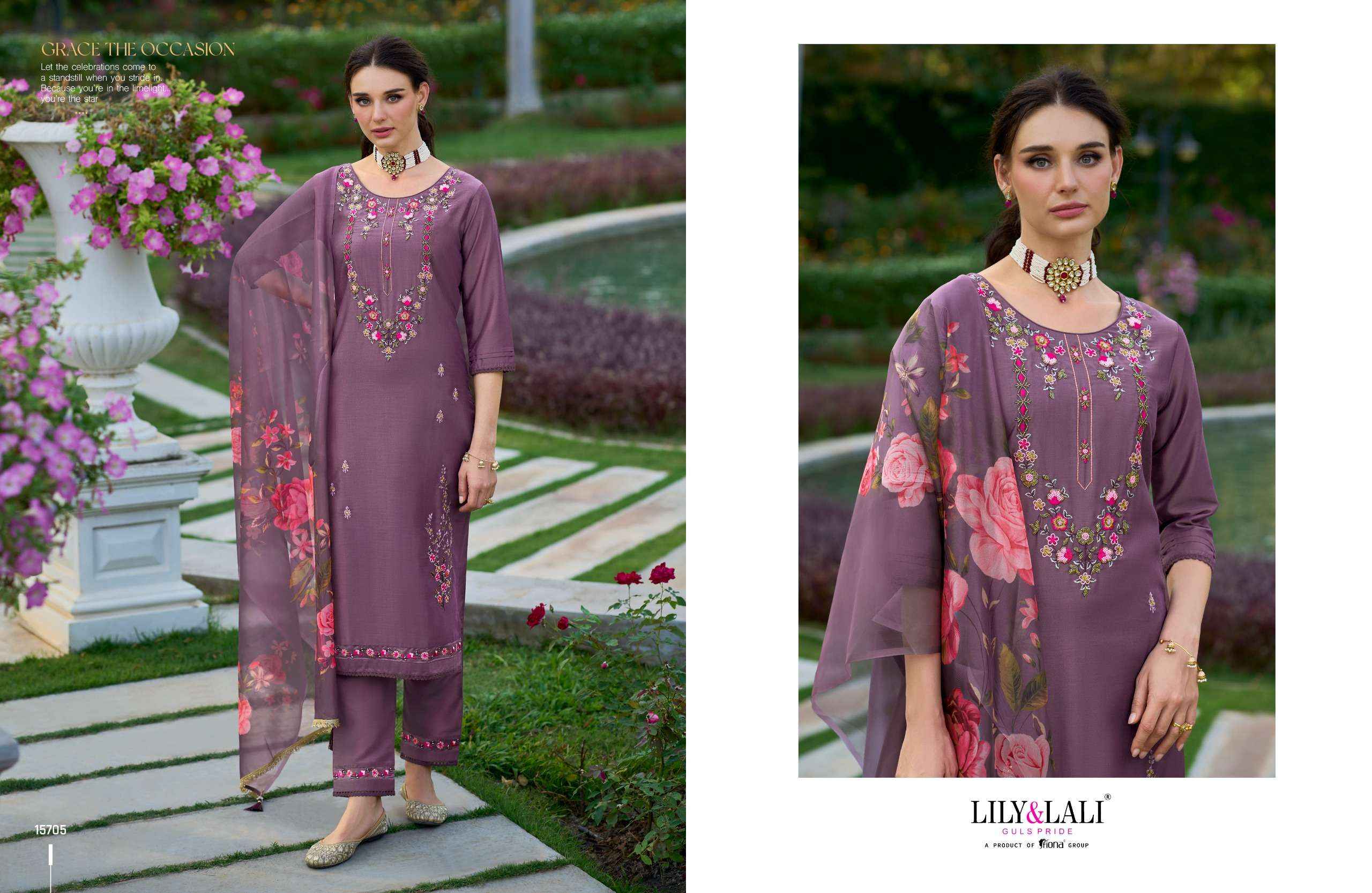 LILY AND LALI FALAK DESIGNER PARTY WEAR READYMADE SUITS ( 6 PCS CATALOG )