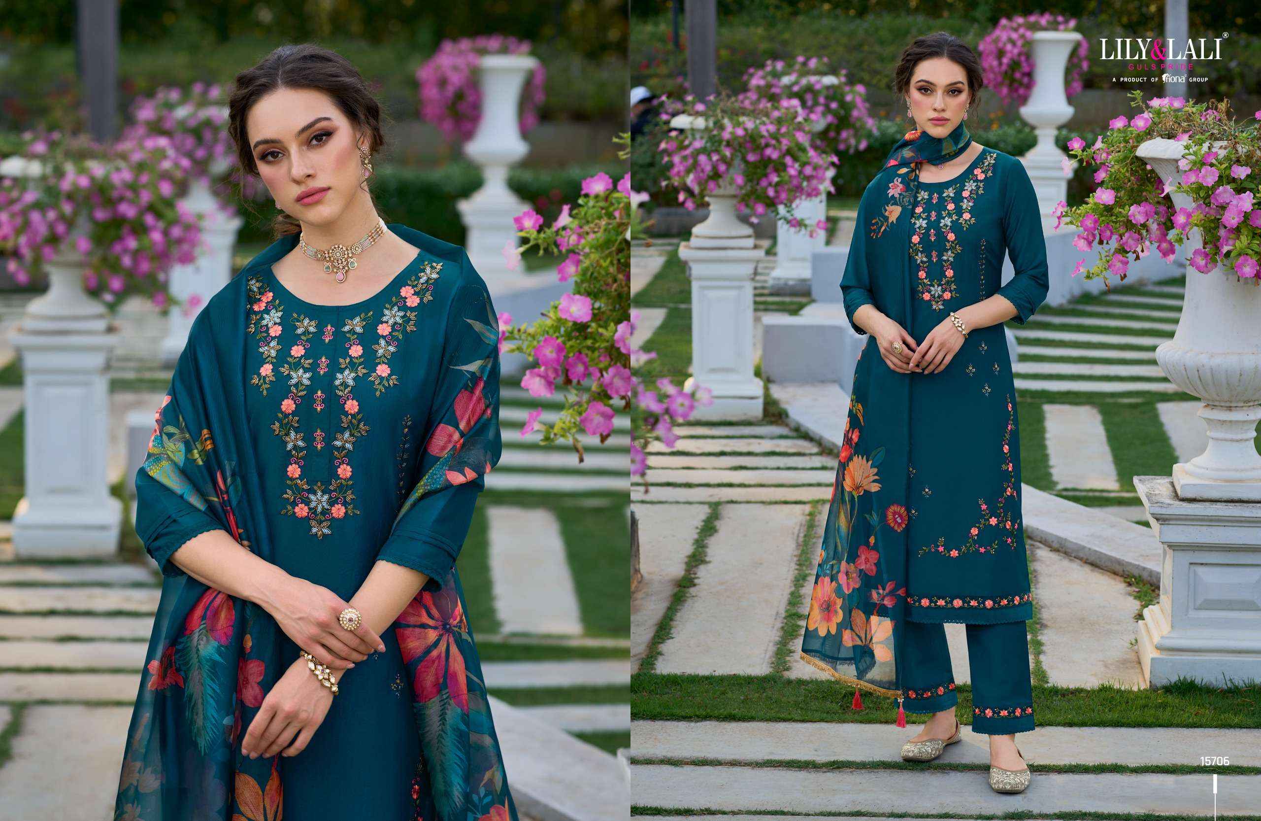 LILY AND LALI FALAK DESIGNER PARTY WEAR READYMADE SUITS ( 6 PCS CATALOG )