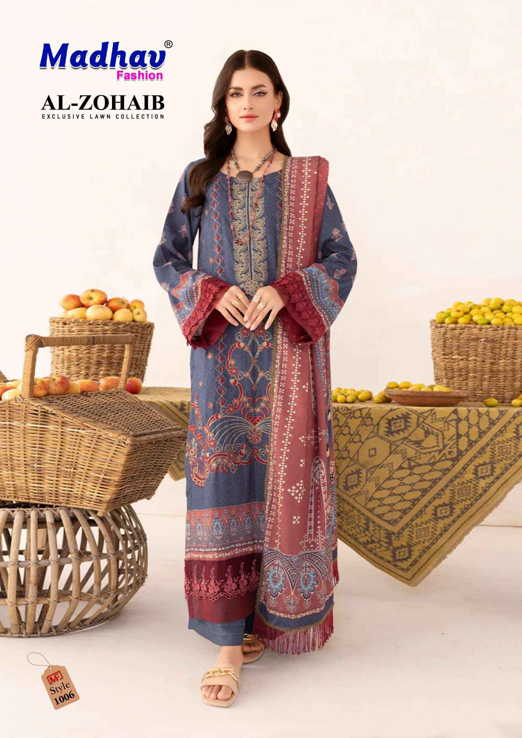 MADHAV FASHION AL ZOHAIB VOL 1 LAWN COTTON SALWAR SUITS ( 6 PCS CATALOG )