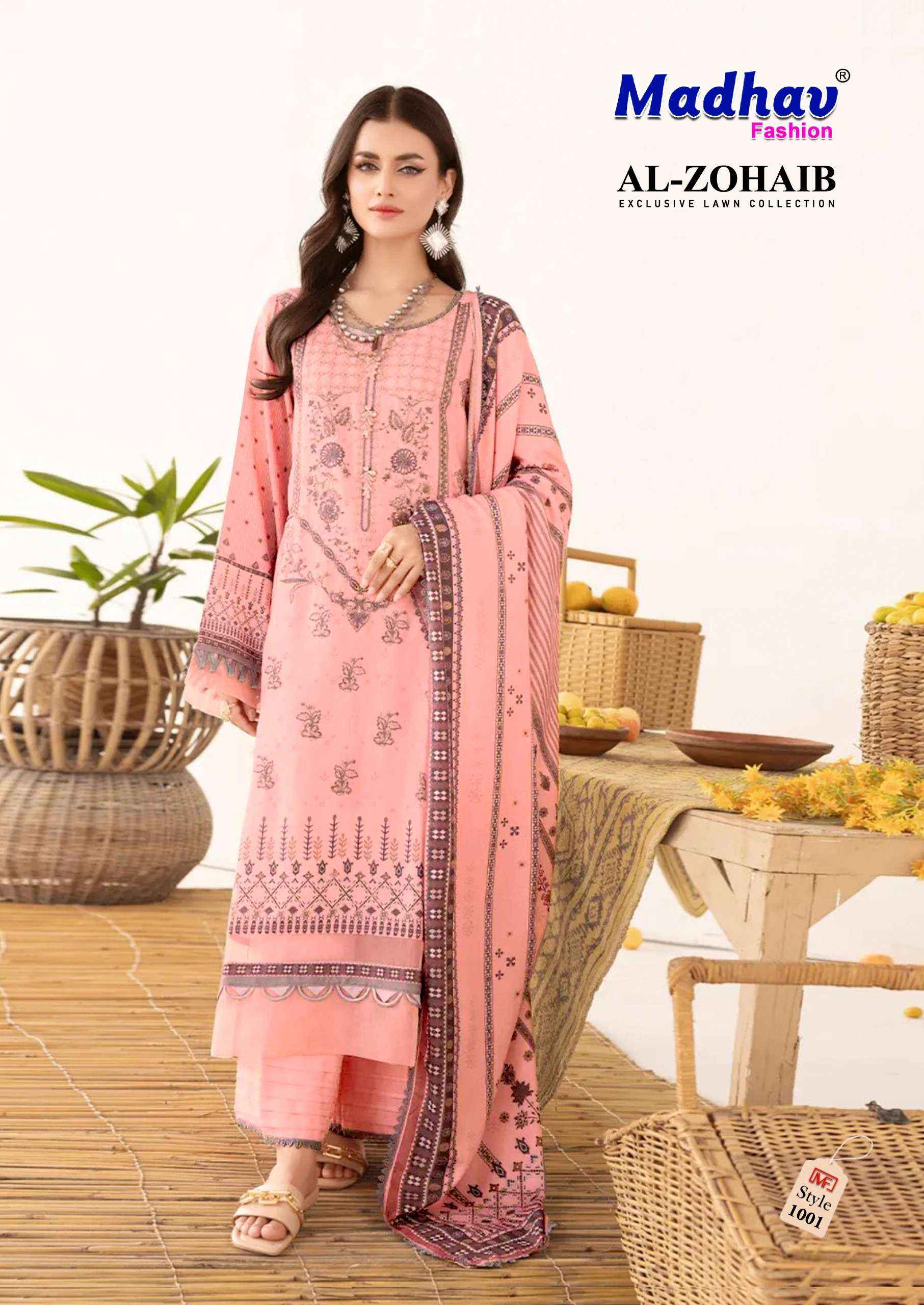 MADHAV FASHION AL ZOHAIB VOL 1 LAWN COTTON SALWAR SUITS ( 6 PCS CATALOG )