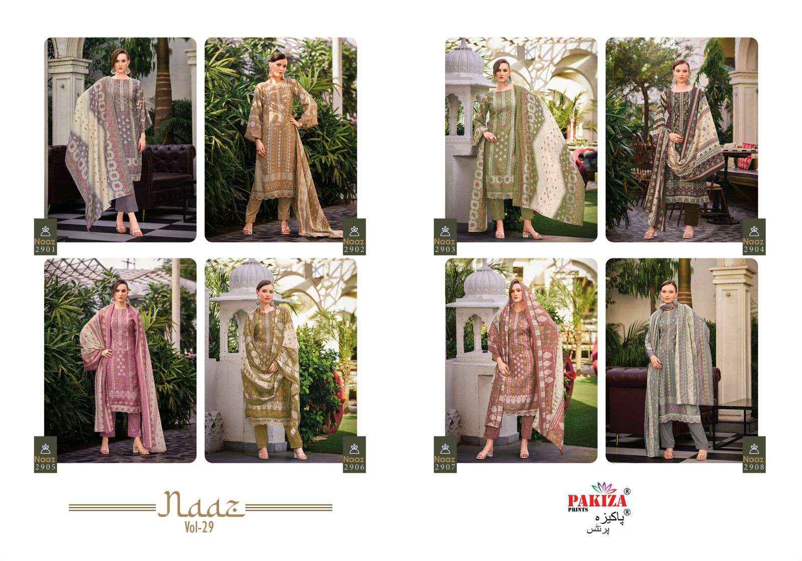 PAKIZA PRINTS NAAZ VOL 29 EMBROIDERY WORK PAKISTANI SUITS ( 8 PCS CATALOG )