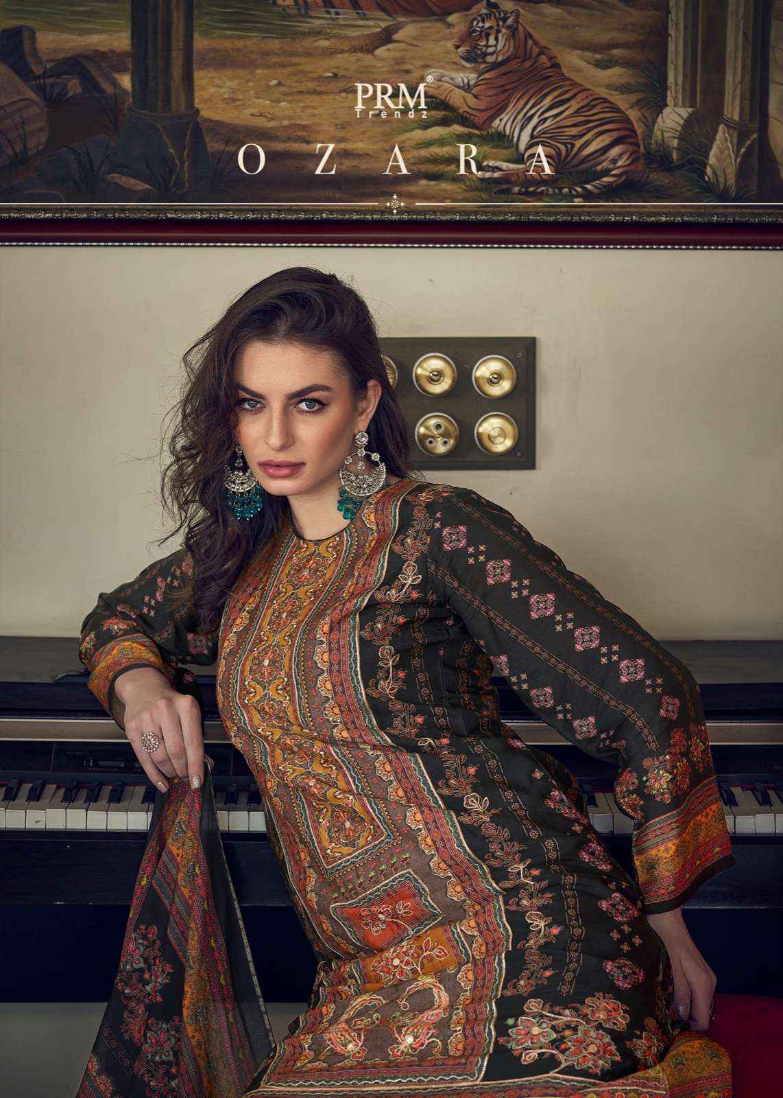 PRM TRENDZ OZARA MUSLIN SILK DESIGNER DRESS MATERIAL ( 8 PCS CATALOG )