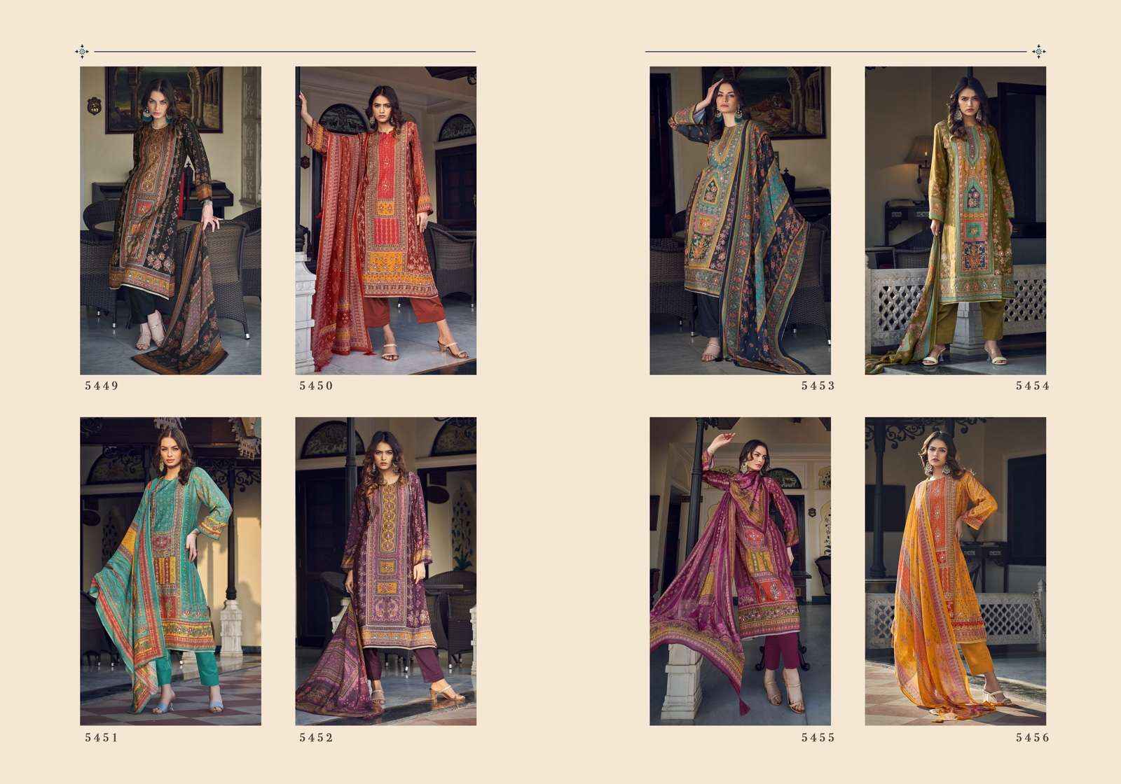 PRM TRENDZ OZARA MUSLIN SILK DESIGNER DRESS MATERIAL ( 8 PCS CATALOG )