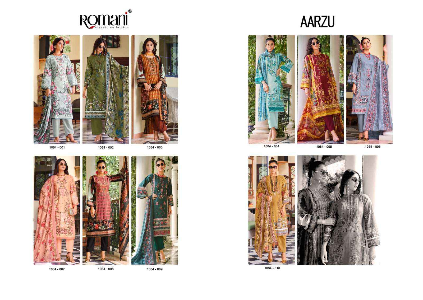 ROMANI AARZU COTTON UNSTITCHED PAKISTANI DRESS MATERIAL ( 10 PCS CATALOG )