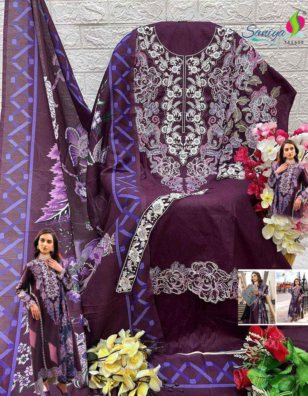 Saniya Trendz Chikankari Vol 13 Fancy Chikan Work Pakistani Suits ( 6 Pcs Catalog )