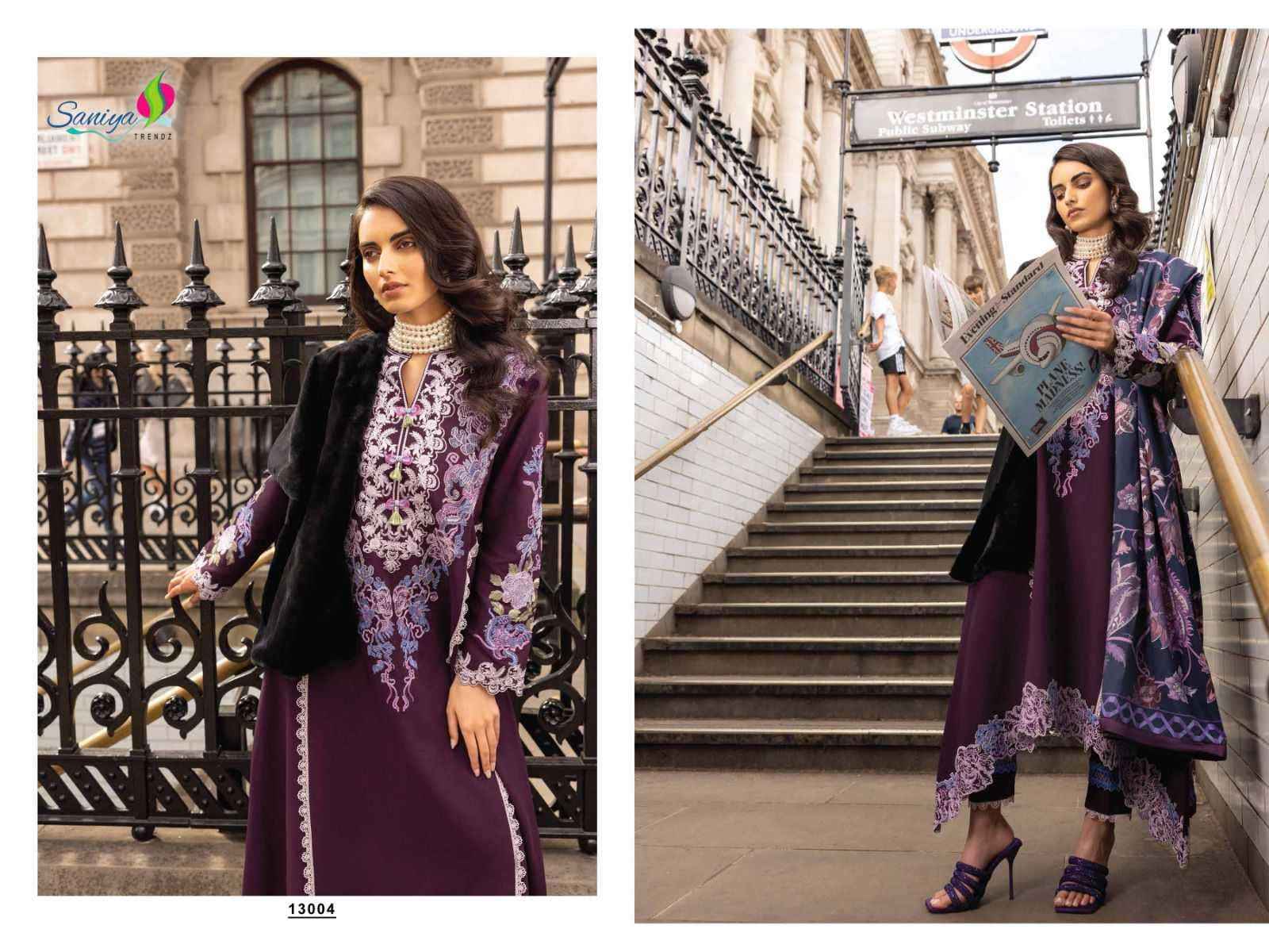Saniya Trendz Chikankari Vol 13 Fancy Chikan Work Pakistani Suits ( 6 Pcs Catalog )