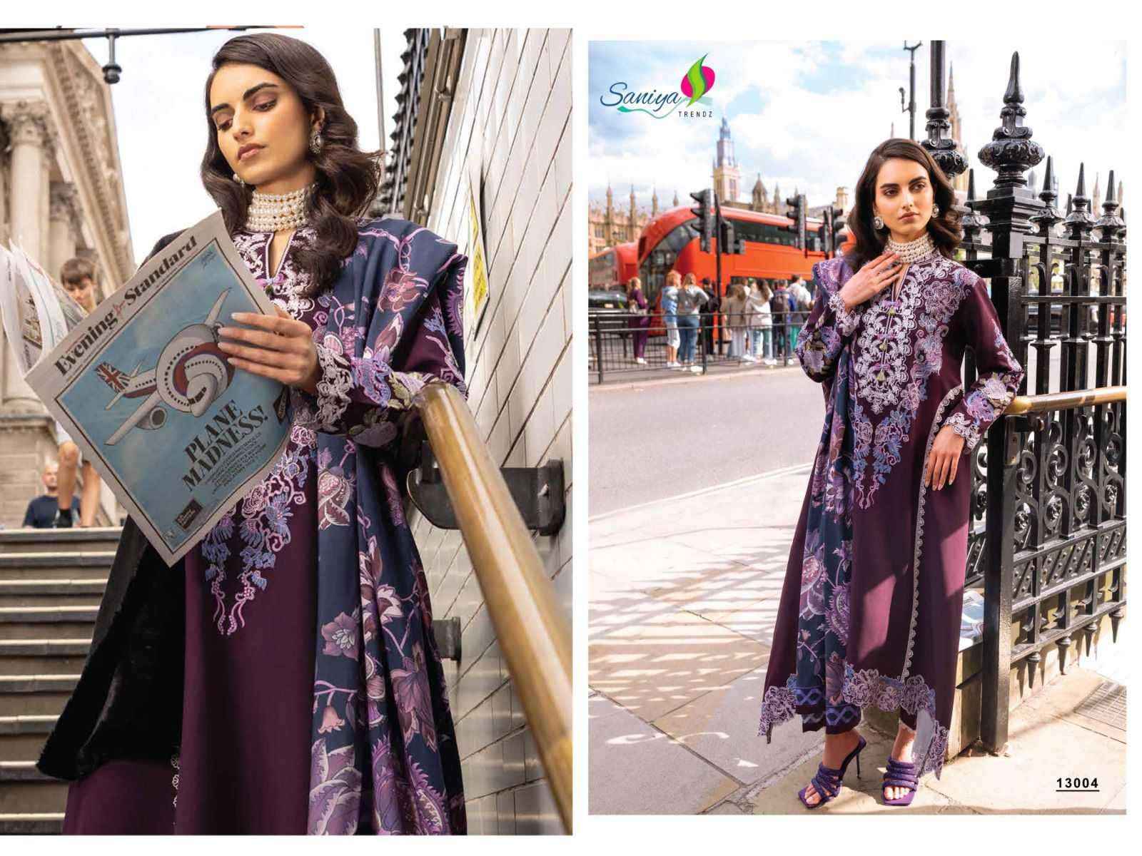 Saniya Trendz Chikankari Vol 13 Fancy Chikan Work Pakistani Suits ( 6 Pcs Catalog )