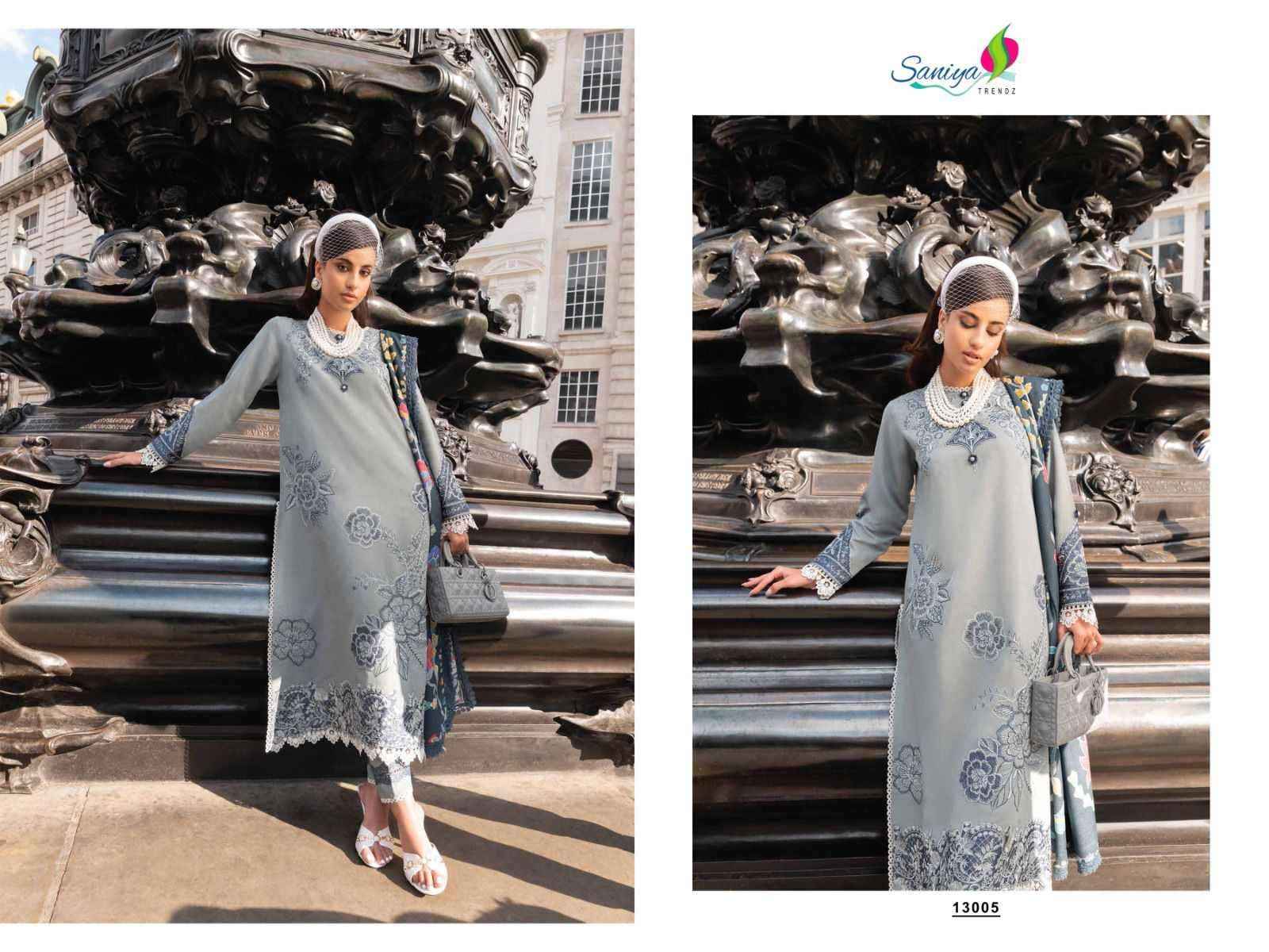 Saniya Trendz Chikankari Vol 13 Fancy Chikan Work Pakistani Suits ( 6 Pcs Catalog )
