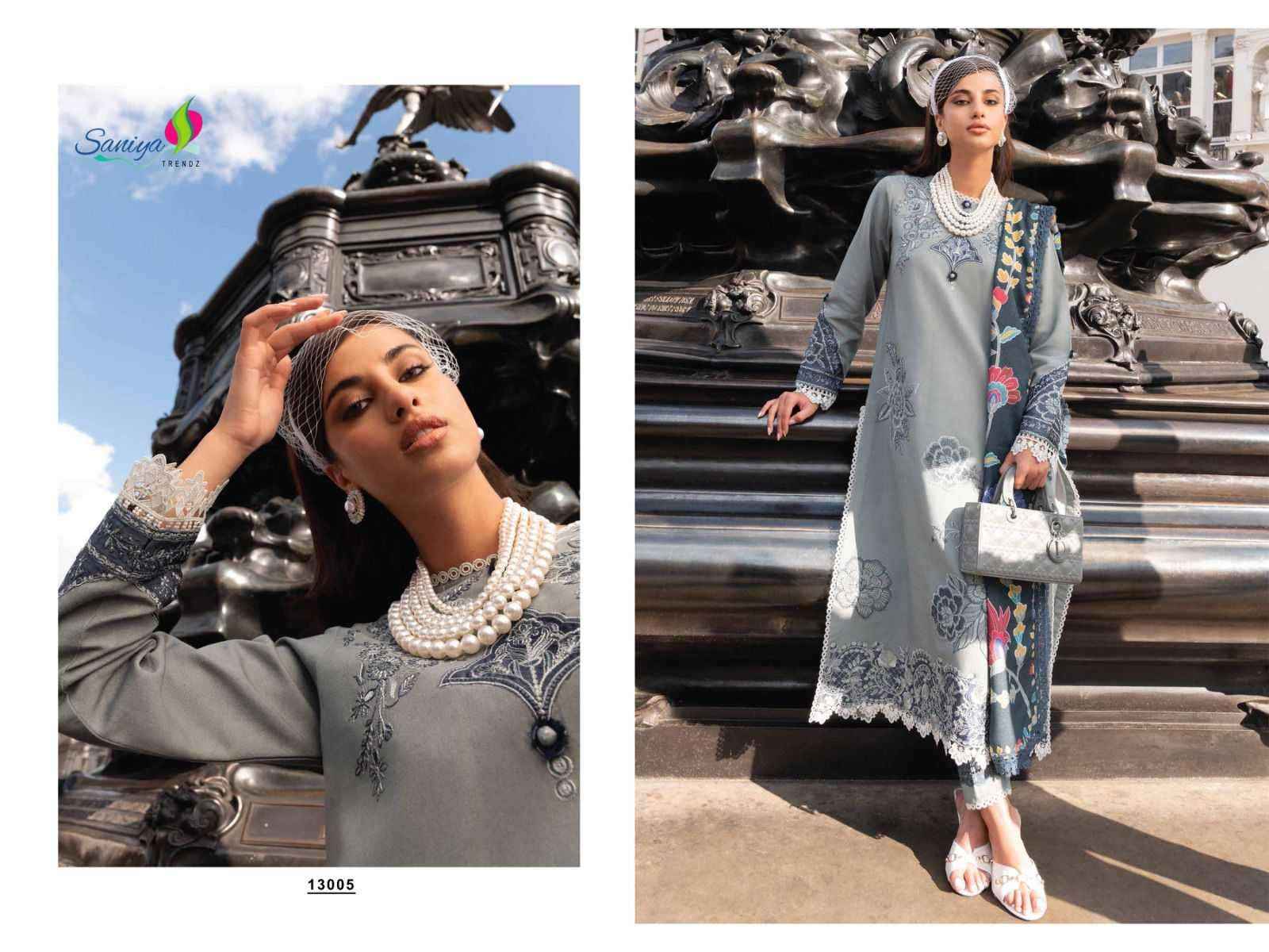 Saniya Trendz Chikankari Vol 13 Fancy Chikan Work Pakistani Suits ( 6 Pcs Catalog )
