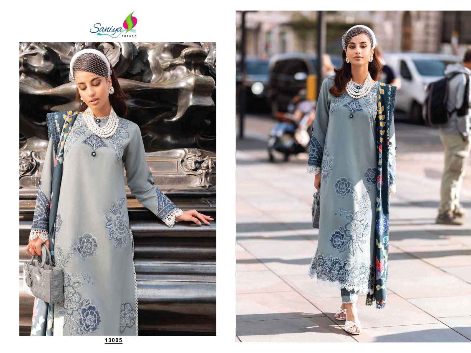Saniya Trendz Chikankari Vol 13 Fancy Chikan Work Pakistani Suits ( 6 Pcs Catalog )