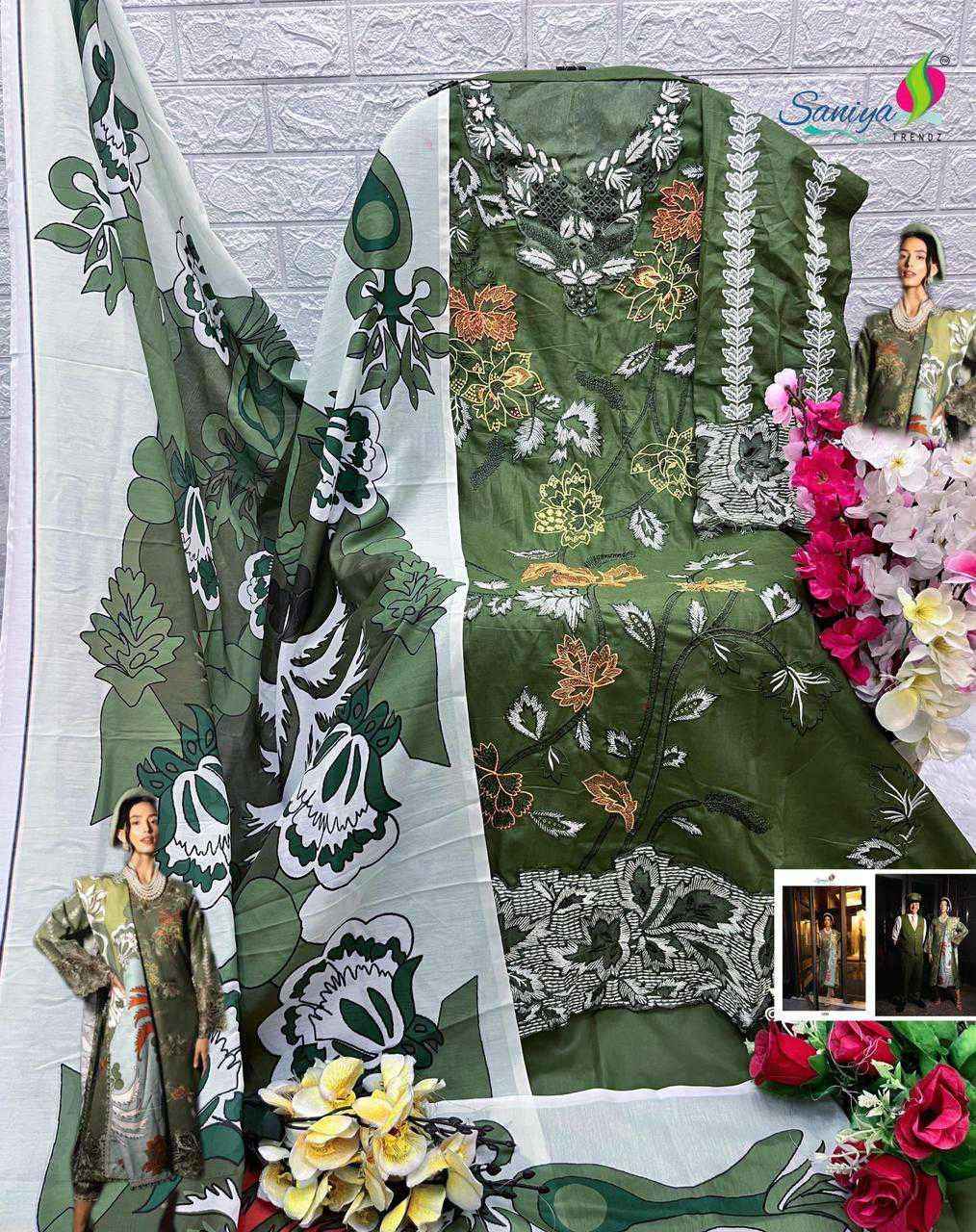 Saniya Trendz Chikankari Vol 13 Fancy Chikan Work Pakistani Suits ( 6 Pcs Catalog )