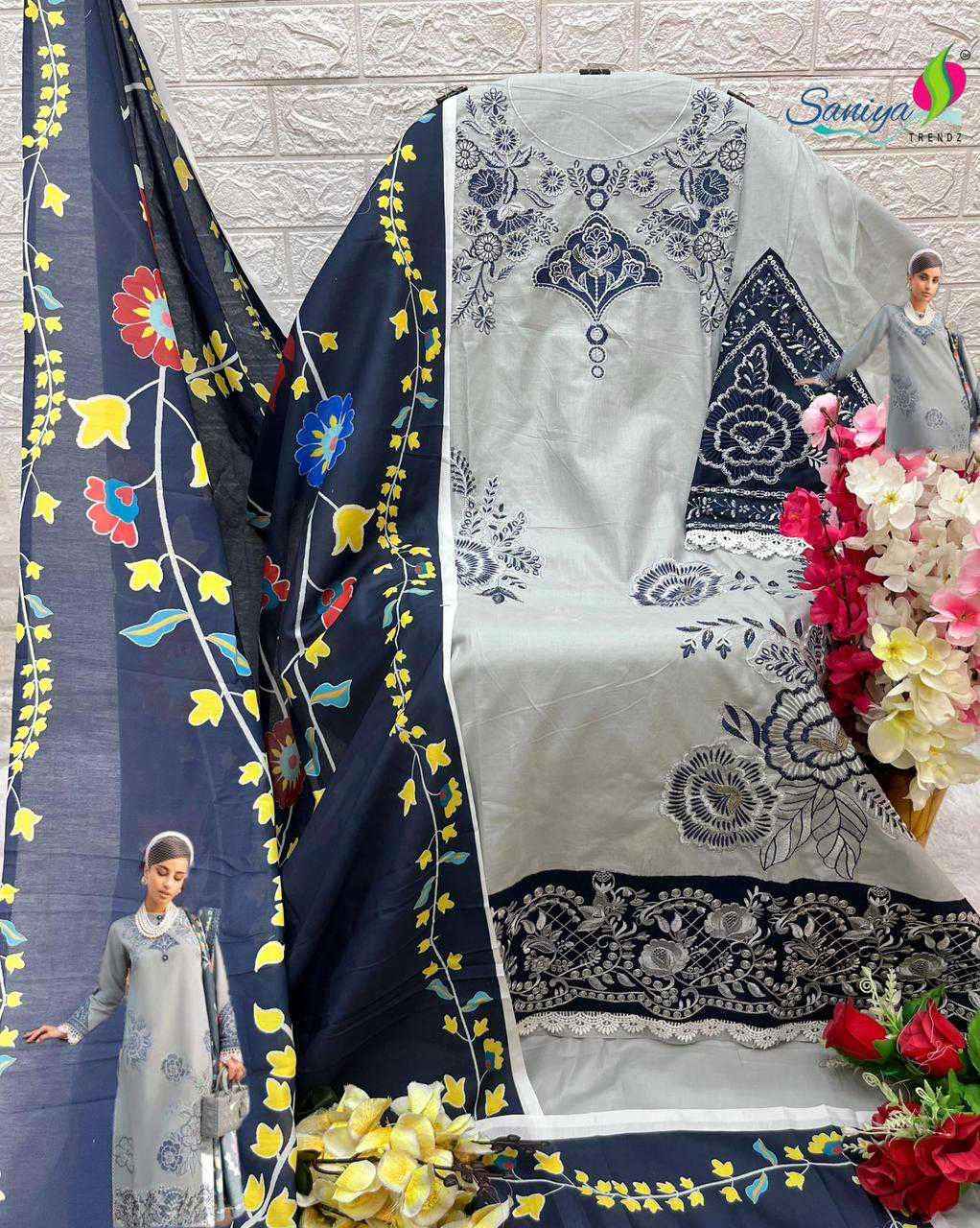 Saniya Trendz Chikankari Vol 13 Fancy Chikan Work Pakistani Suits ( 6 Pcs Catalog )